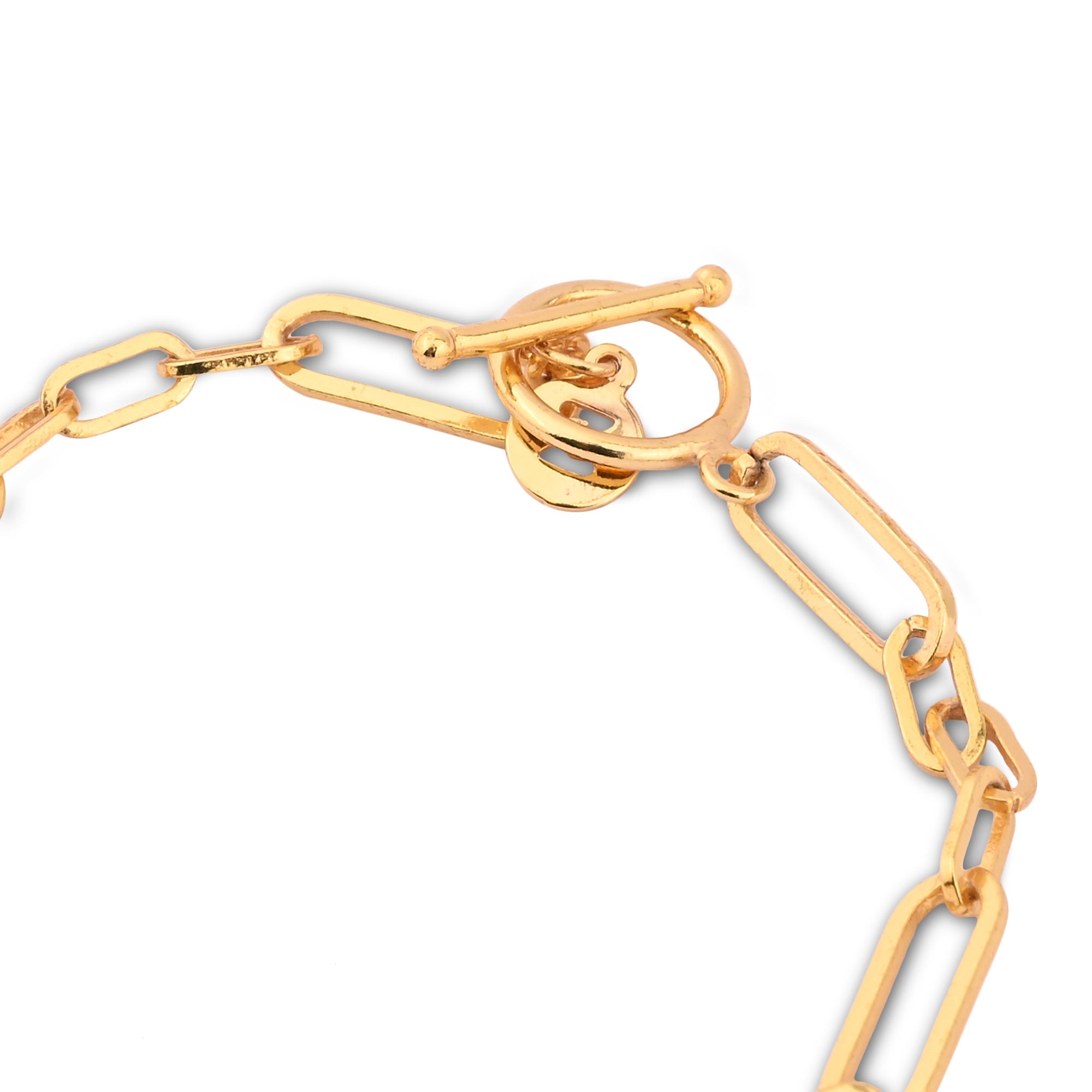 Real Gold Plated Z Trombone Chain T-Bar Bracelet