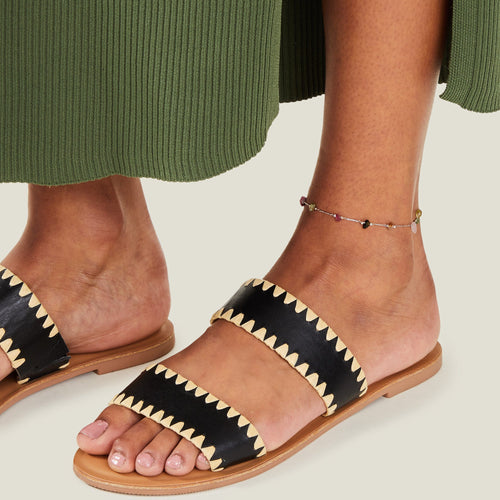 Sterling Silver-Plated Stone Anklet