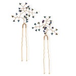 Accessorize London Blue Delicate Bead Leaf Hair Pins Set Of 2