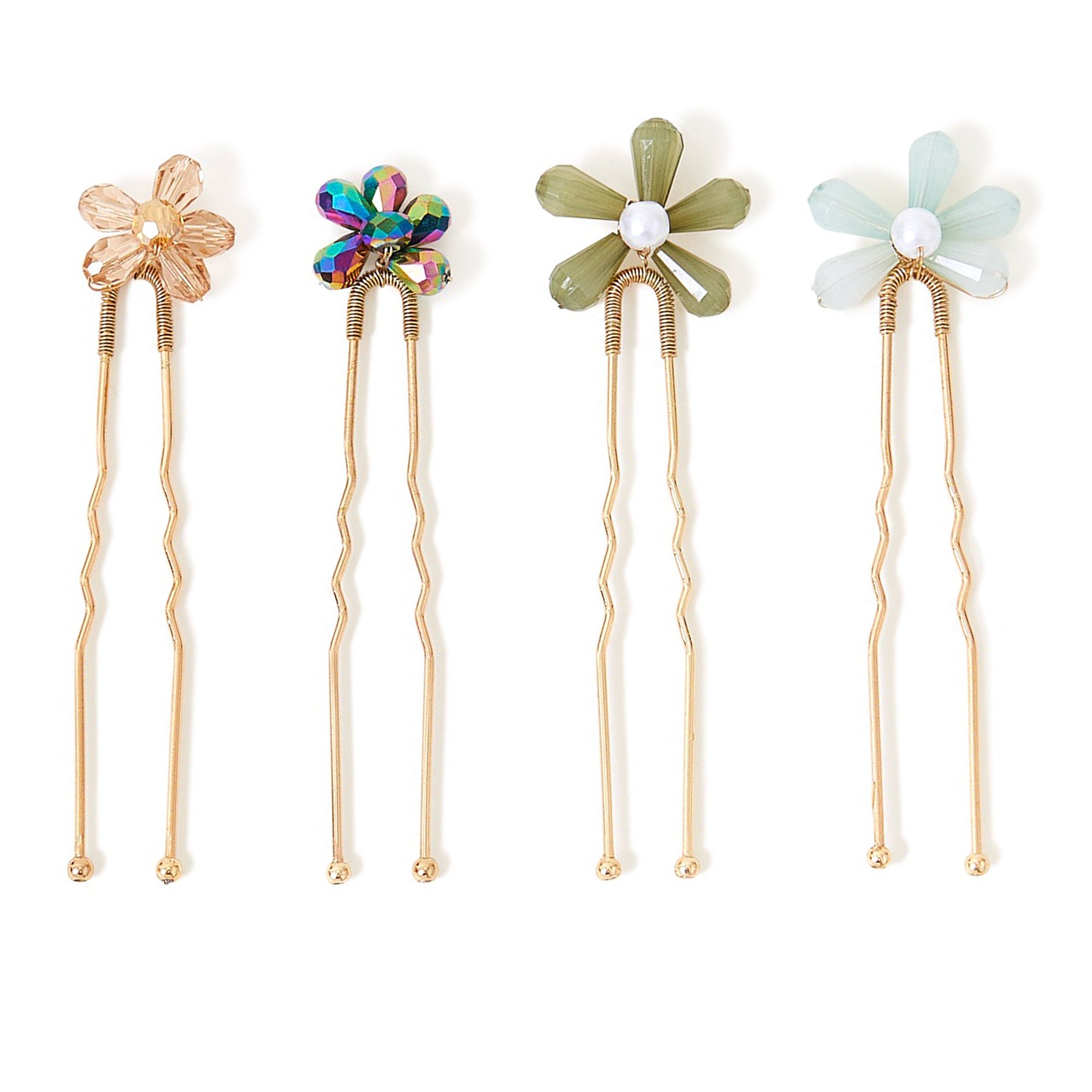 Accessorize London Multi Beaded Flower Hair Pins Pack Of 4