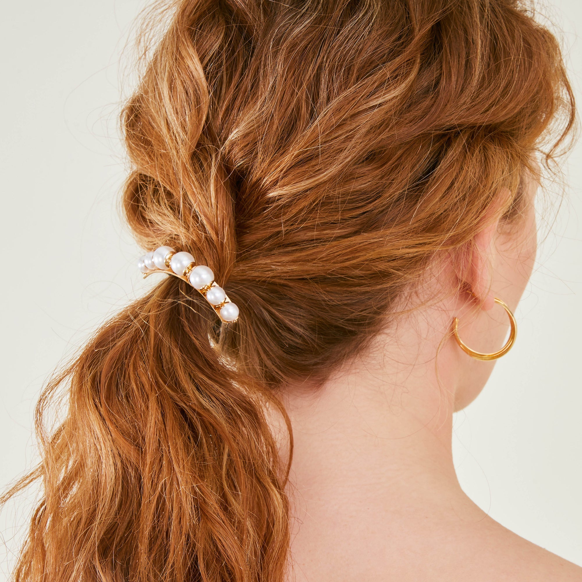 Accessorize London Gold Pearl Metal Barrette Hair Pony