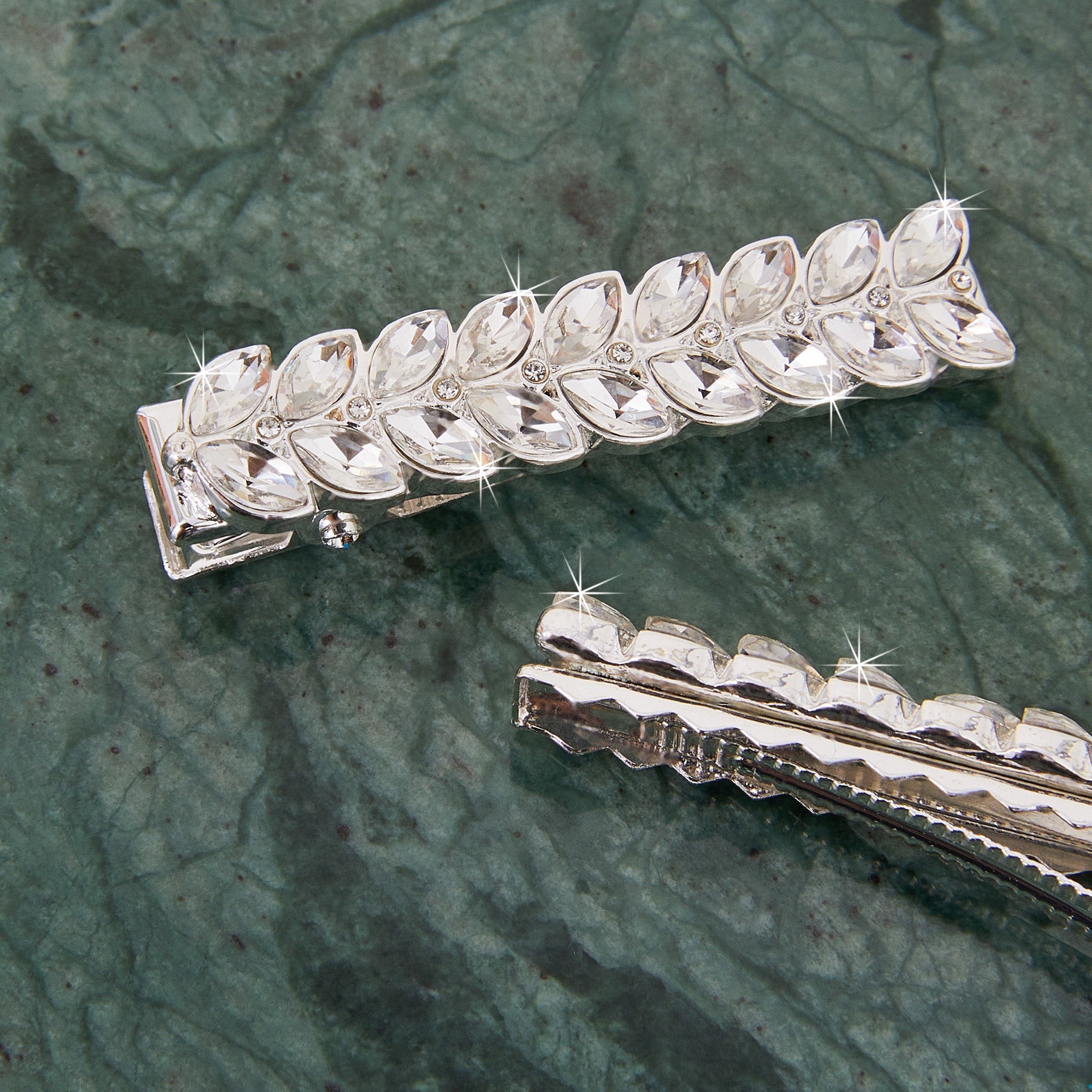 Accessorize London Silver Crystal Leaf Hair Clips Pack Of 2