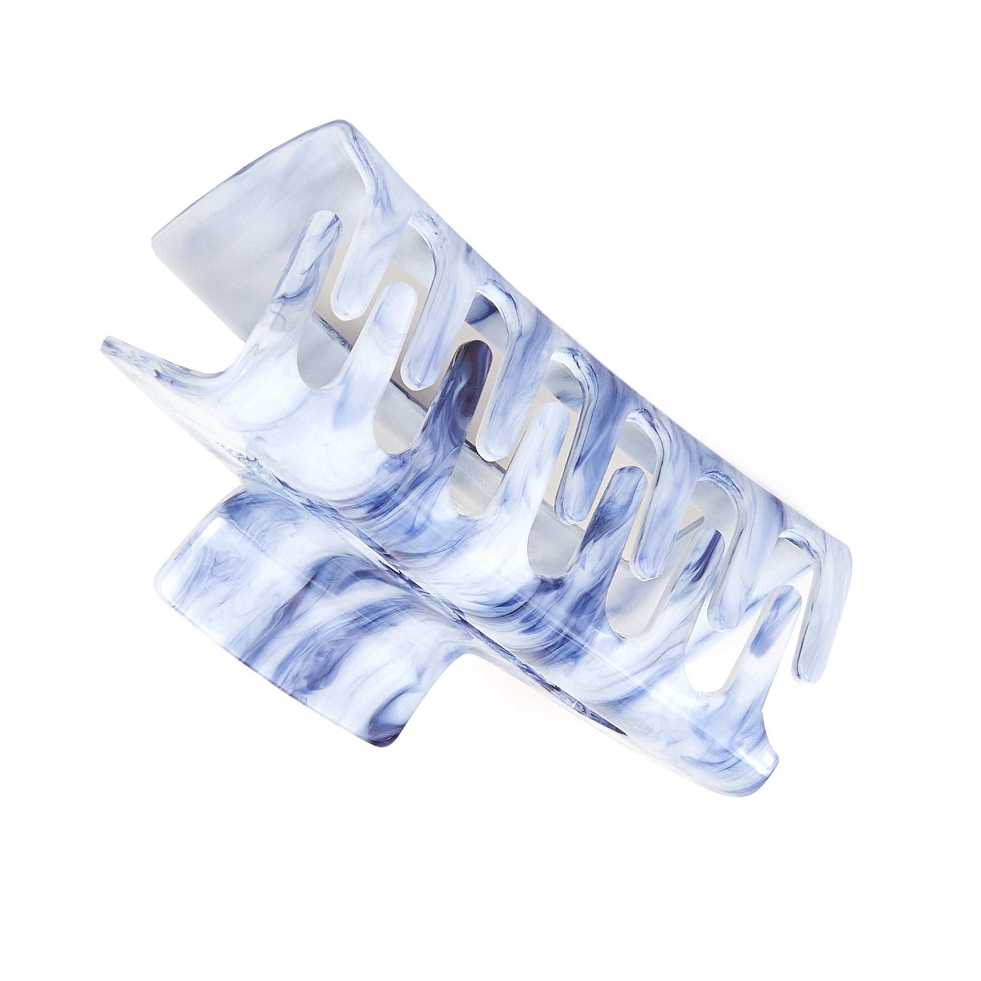 Rectangular Blue Marbled Claw Clip