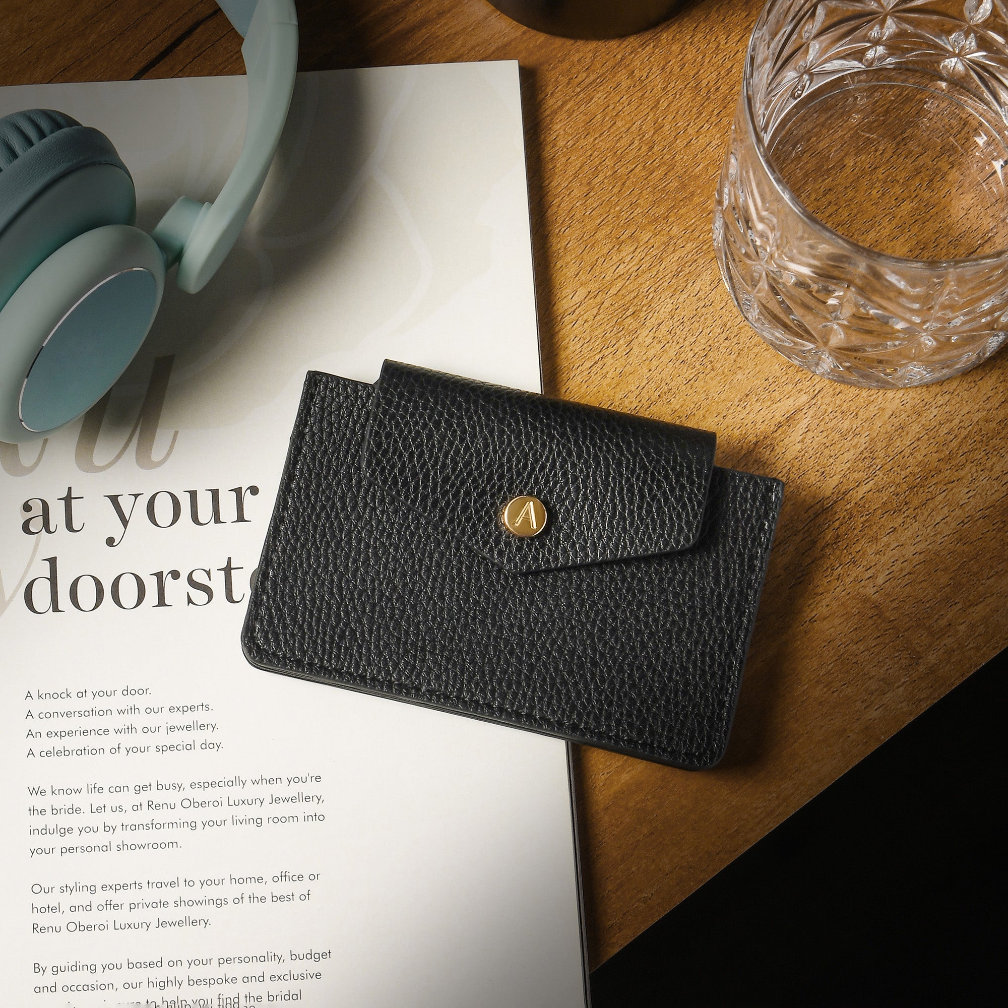 Accessorize London Women's Faux Leather Black Triple Cardholder