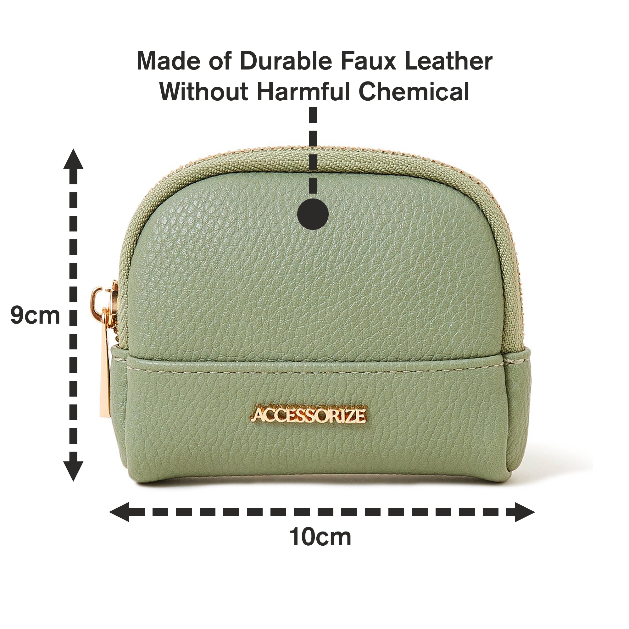 Accessorize London Women's Faux Leather Green Soft Crescent Coin Purse