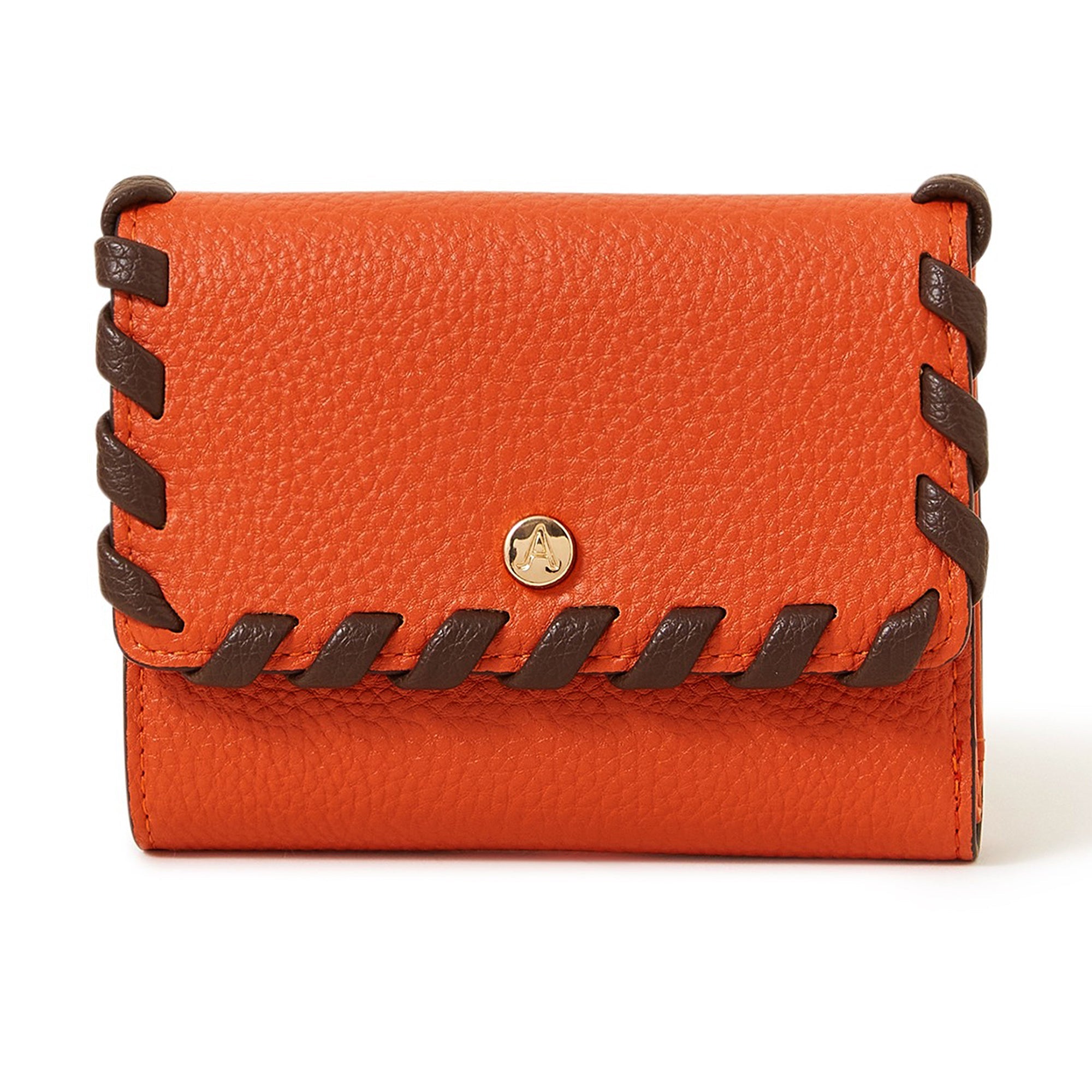 Accessorize London Women's Faux Leather Orange Whipstitch Purse
