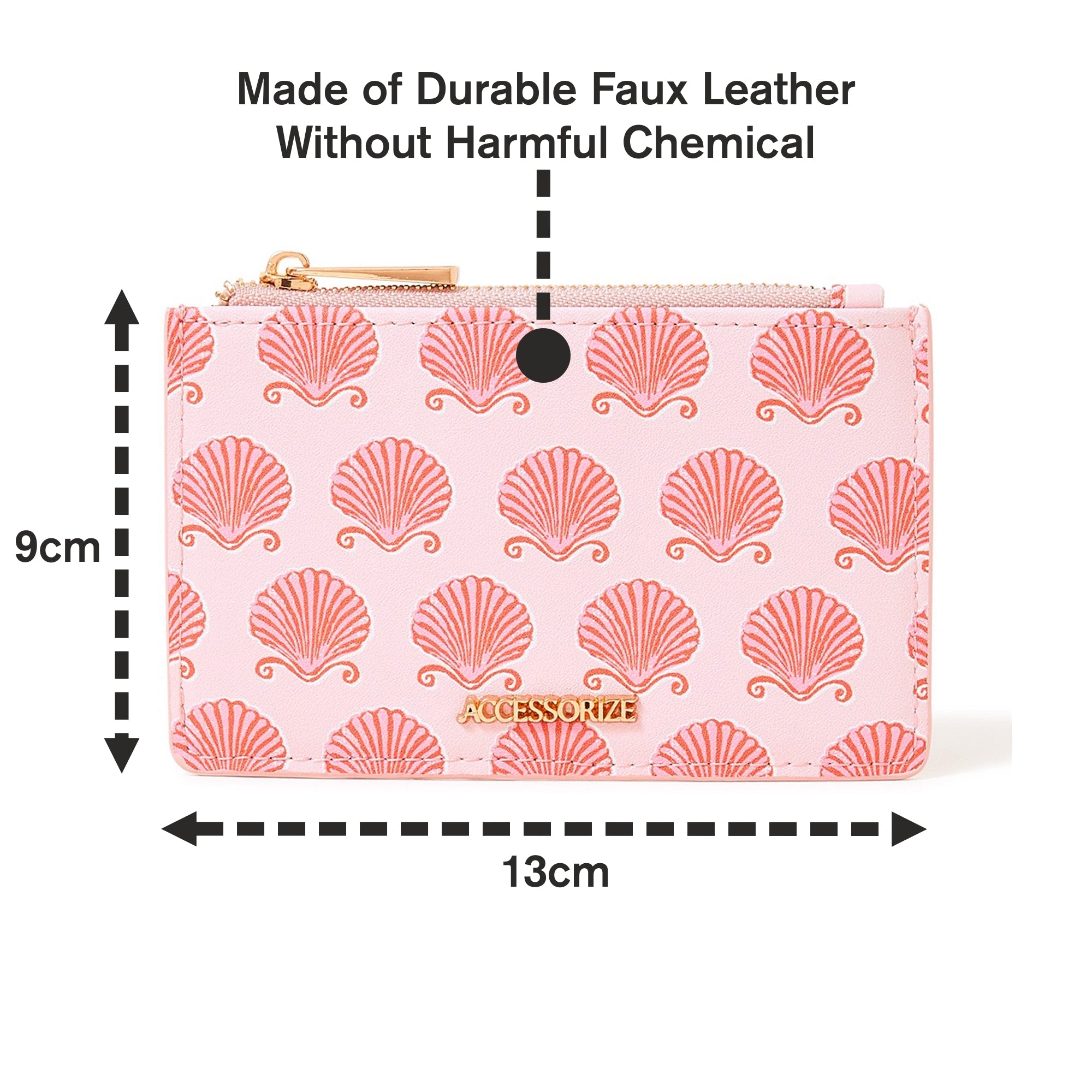 Accessorize London Women's Faux Leather Pink Shell Printed Cardholder