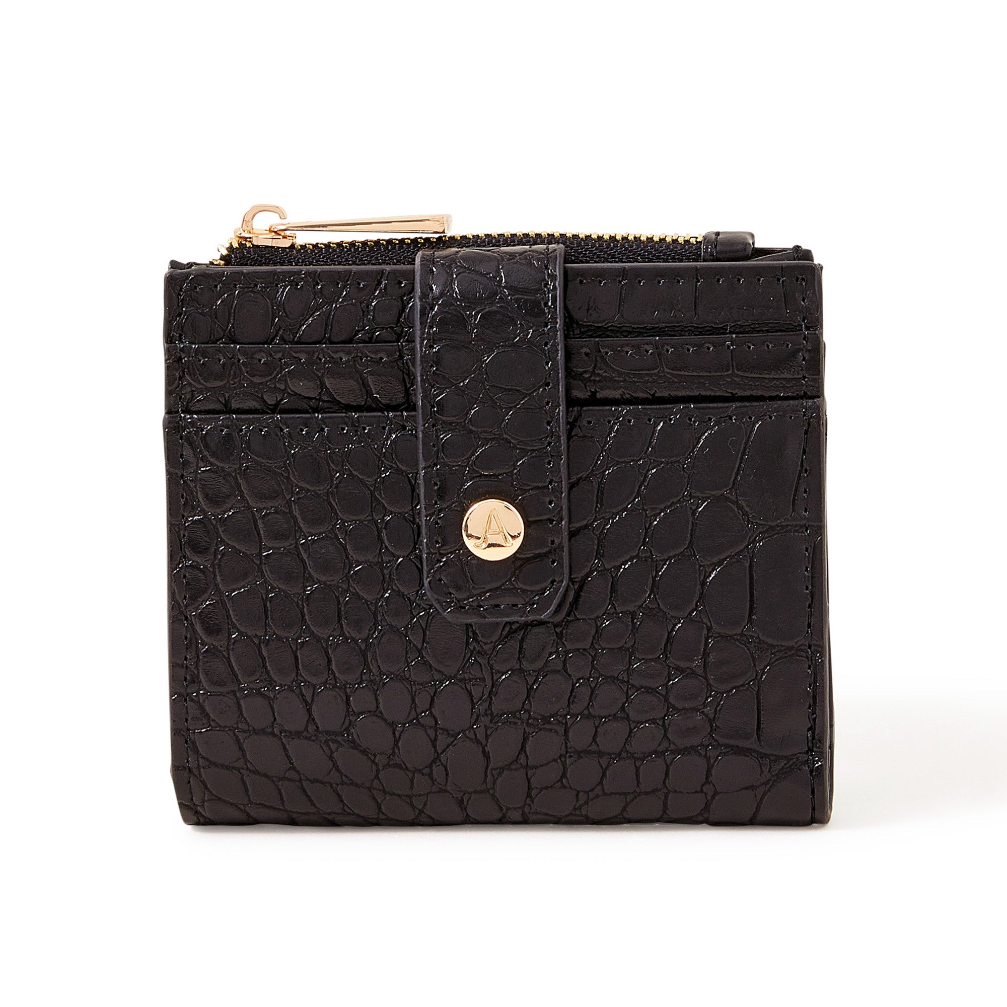 Accessorize London Women's Black Croc Cardholder Zip