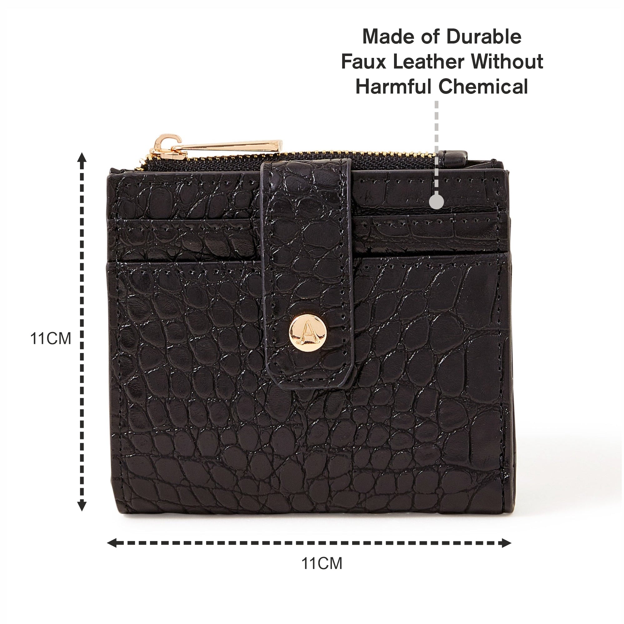 Accessorize London Women's Black Croc Cardholder Zip