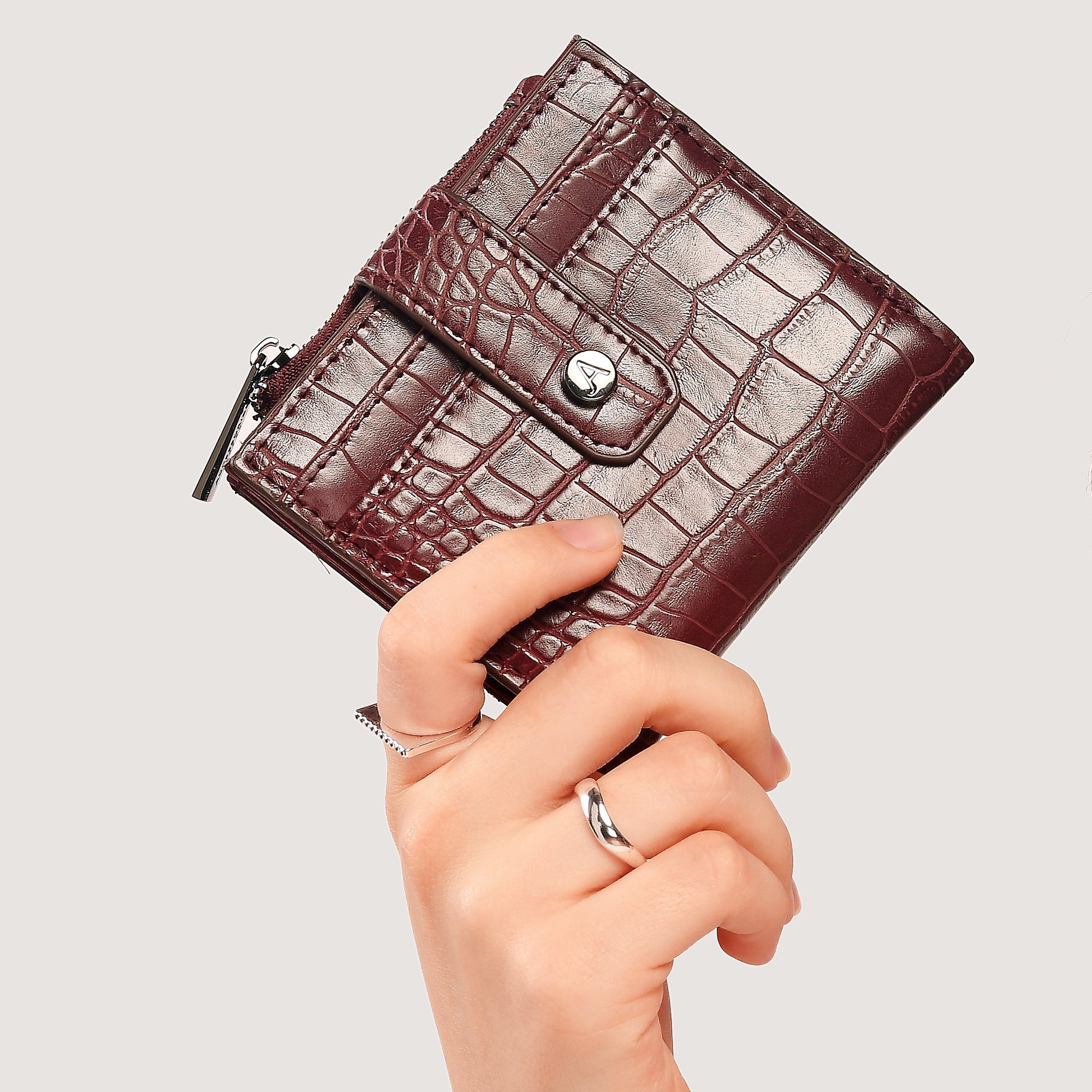 Accessorize London Women's Burgundy Croc Cardholder Zip