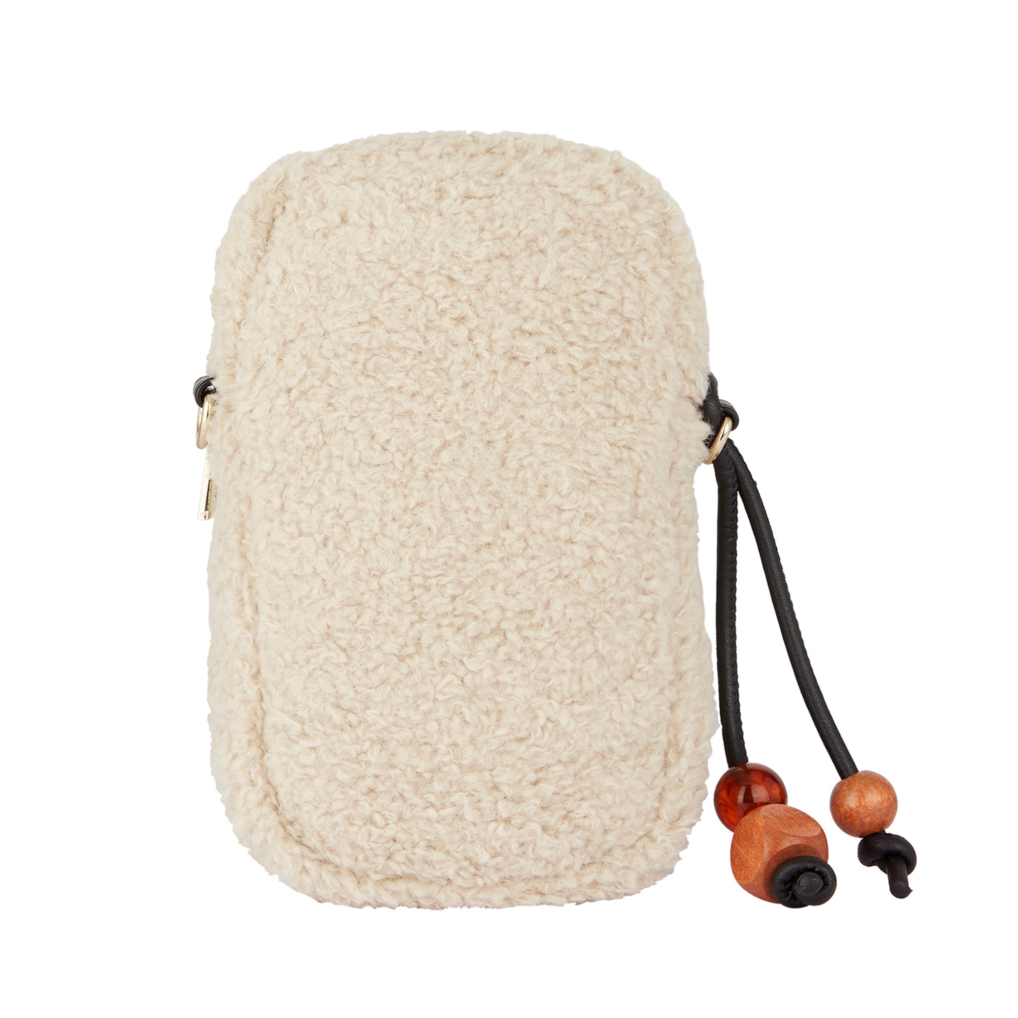 Cream Faux Shearling Phone Bag