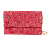 Accessorize London Women's Pink Classic Beaded Embellished Clutch