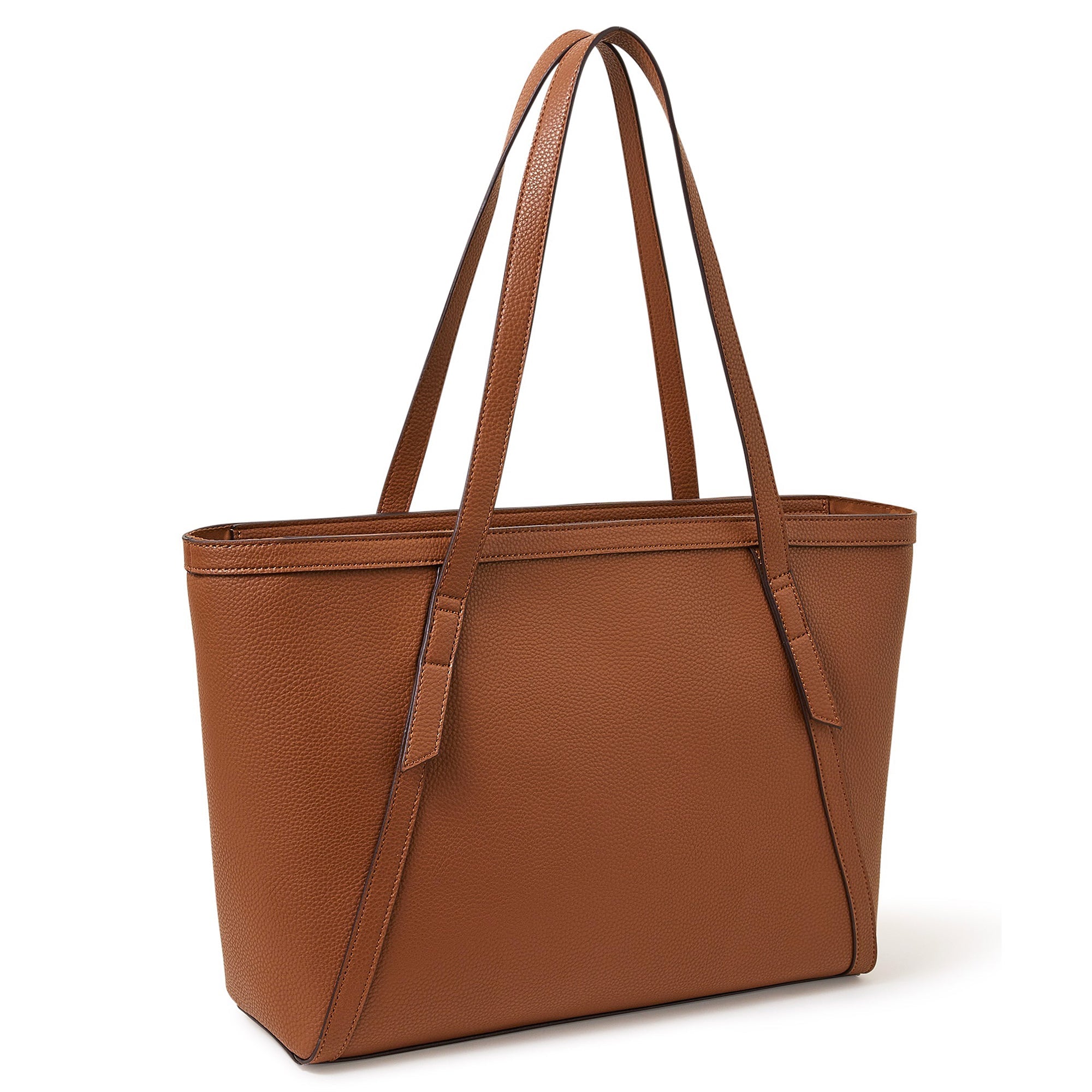 Black tote bag shop with brown straps