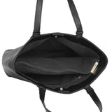 Accessorize London Women's Faux Leather Black Contrast Stitch Laptop Tote Bag