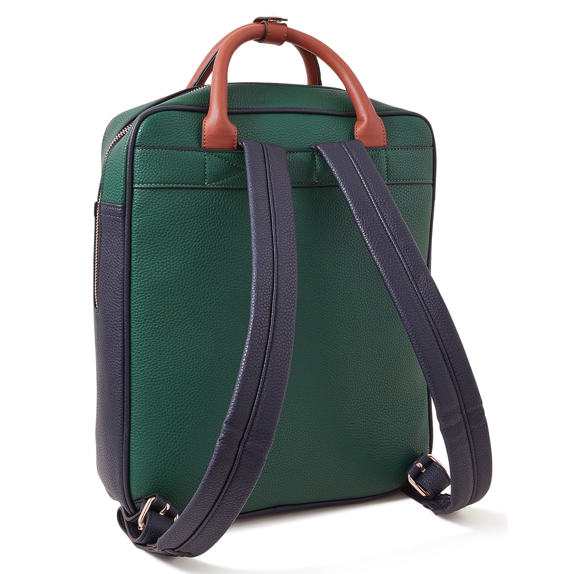 Accessorize London Women's Faux Leather Green Pocket Handle Backpack With 12" Laptop Sleeve