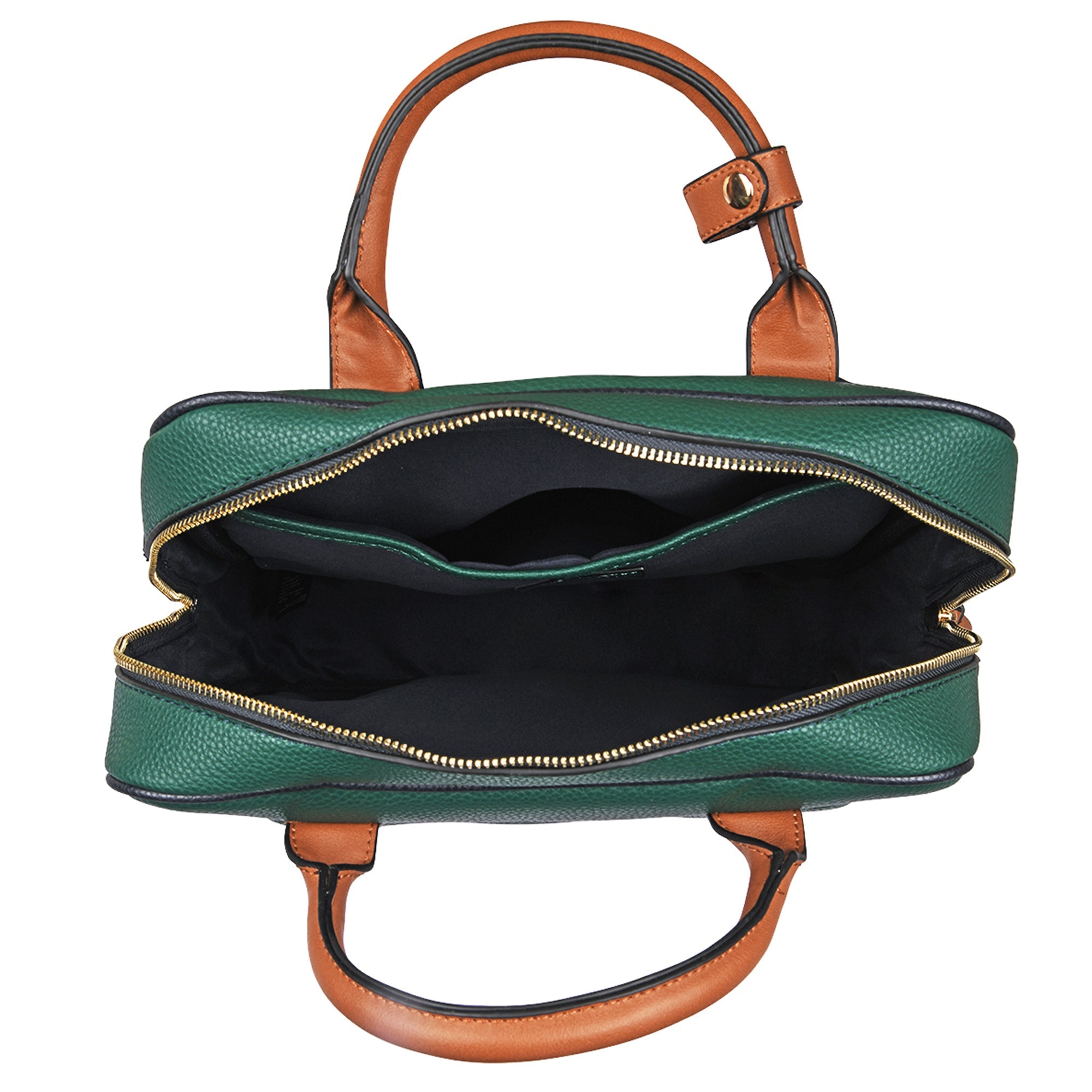 Accessorize London Women's Faux Leather Green Pocket Handle Backpack With 12" Laptop Sleeve