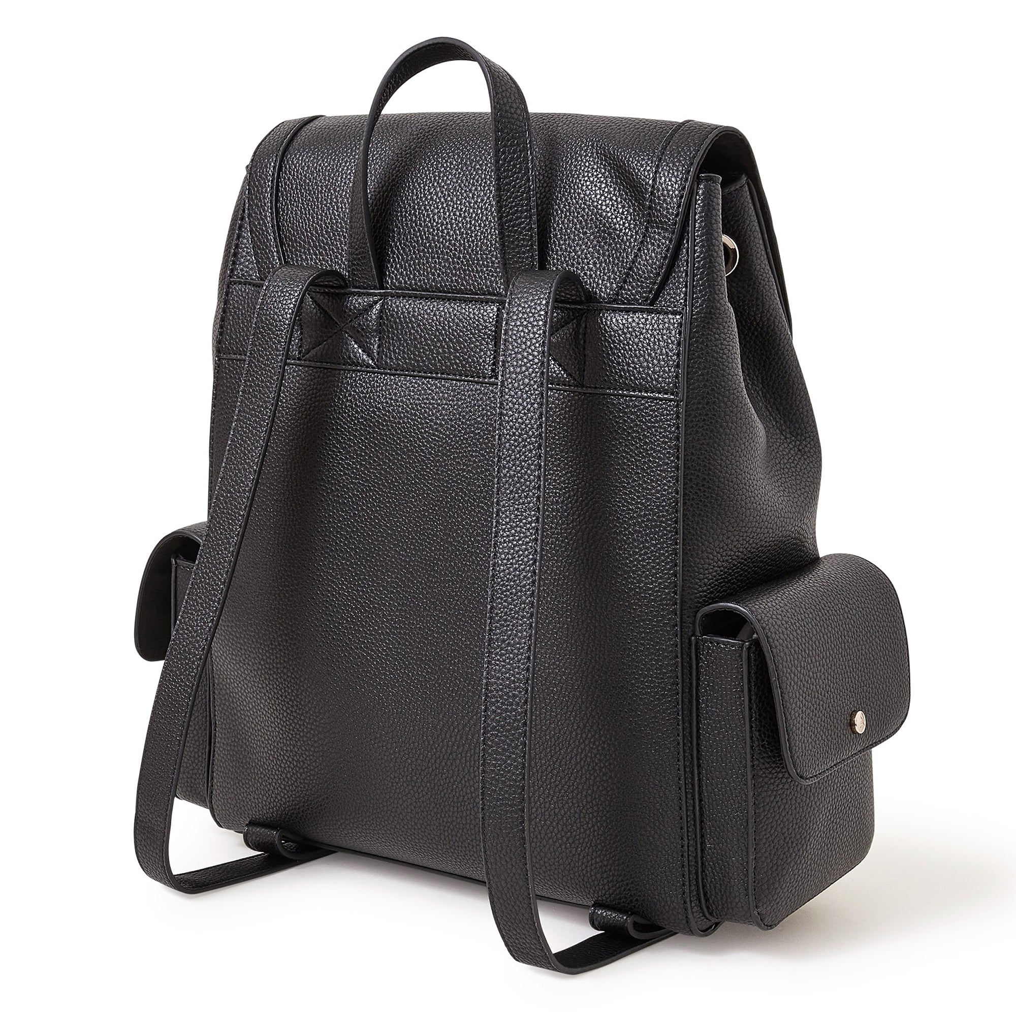 Accessorize London Women's Faux Leather Black Laptop Backpack With 12" Laptop Sleeve