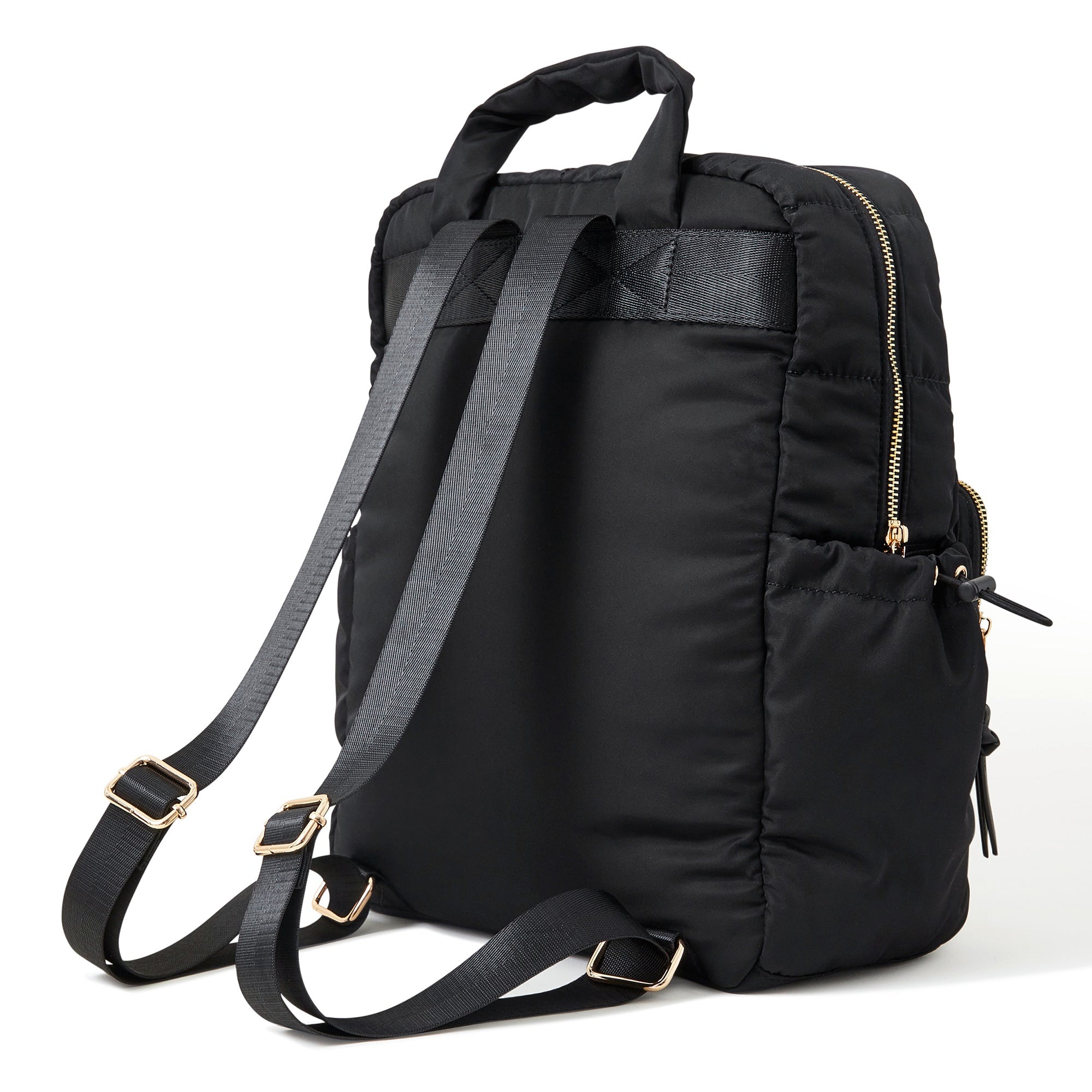 Accessorize London Women's Black Quilted Nylon Laptop Backpack With 12" Laptop Sleeve