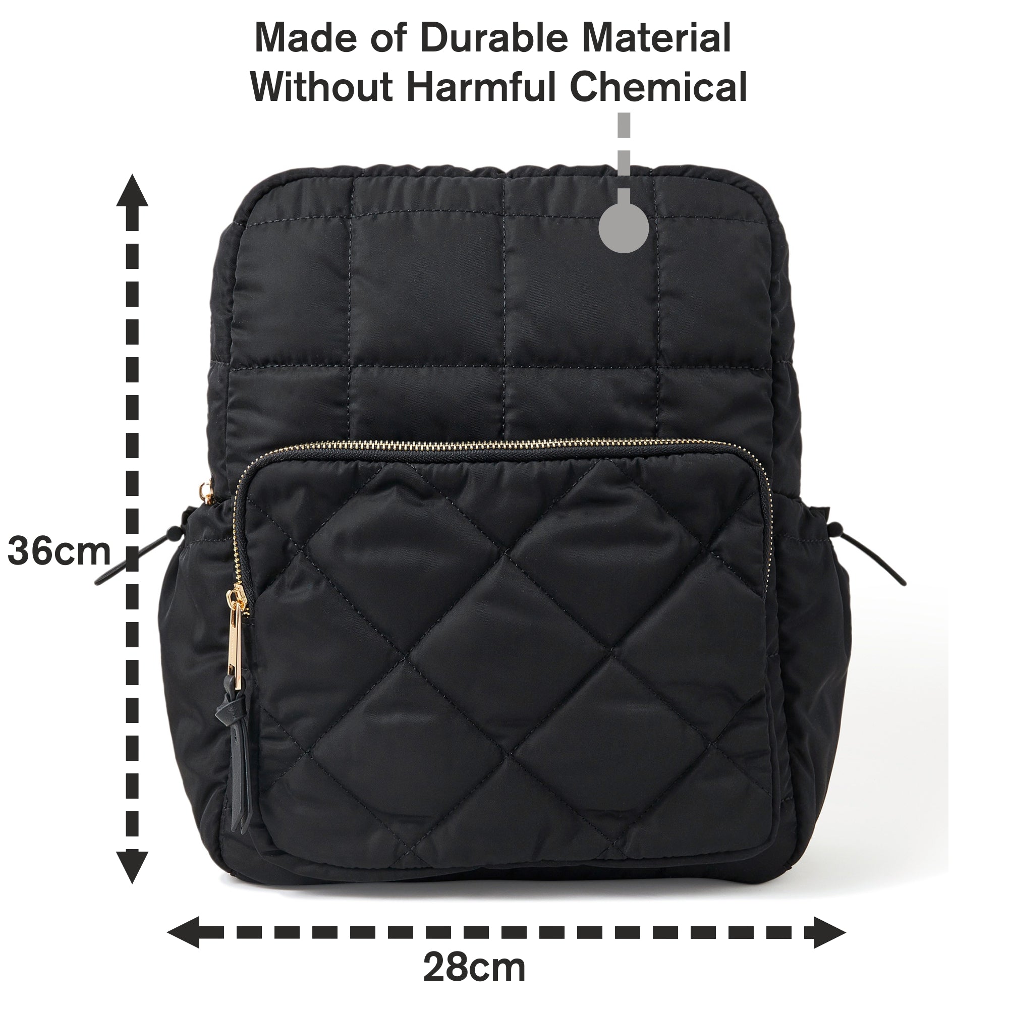 Accessorize London Women's Black Quilted Nylon Laptop Backpack With 12" Laptop Sleeve