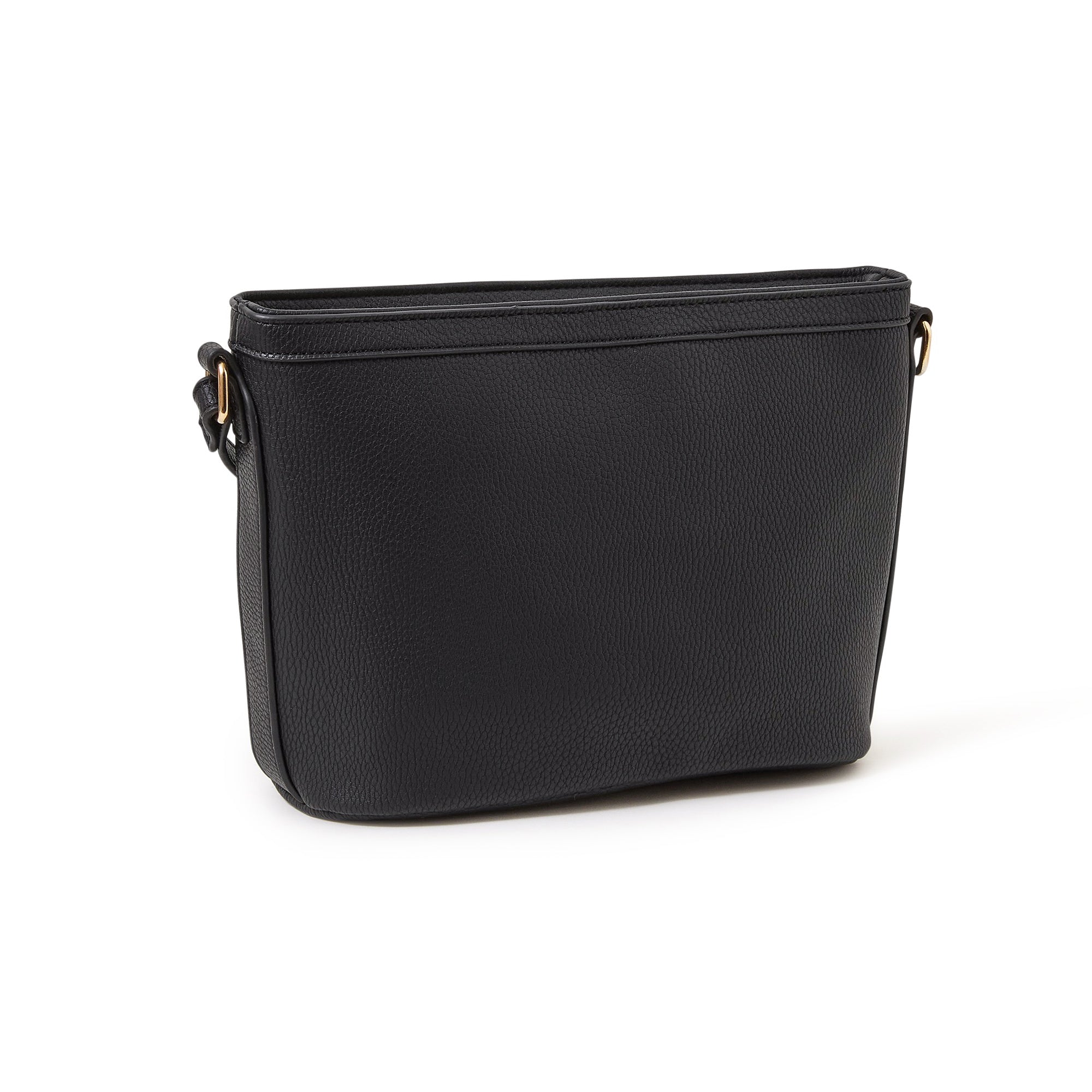 Accessorize London Women's Faux Leather Black Top Zip Sling Bag