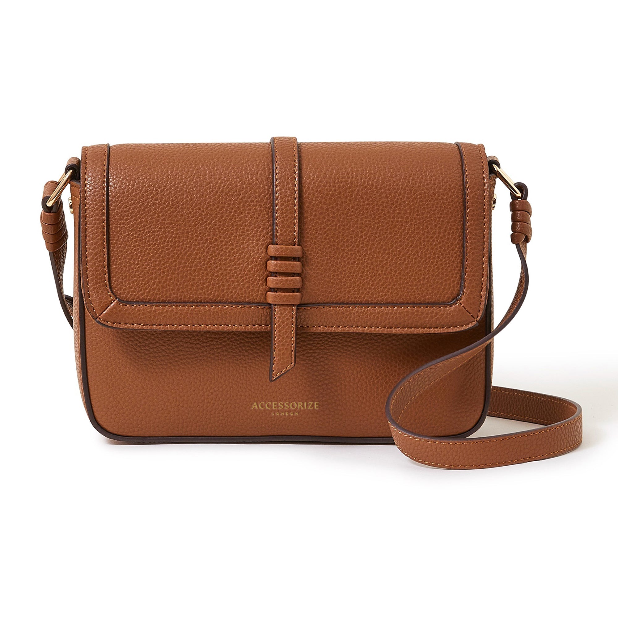 Accessorize London Women's Faux Leather Brown Artisan Sling Bag