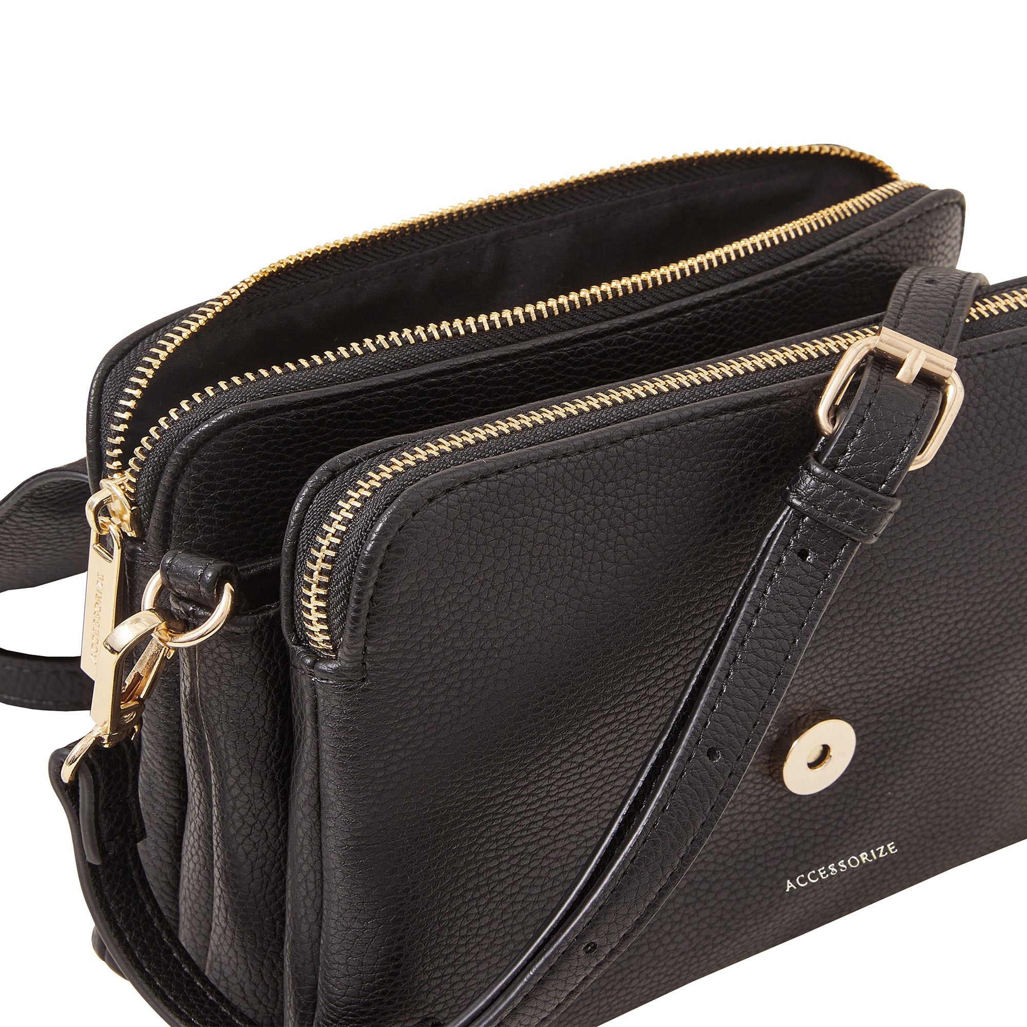 Buy Black Double Zip Cross Body Bag - Accessorize India