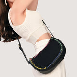 Accessorize London Women's Black Stitch Cross-Body Bag