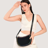 Accessorize London Women's Black Stitch Cross-Body Bag