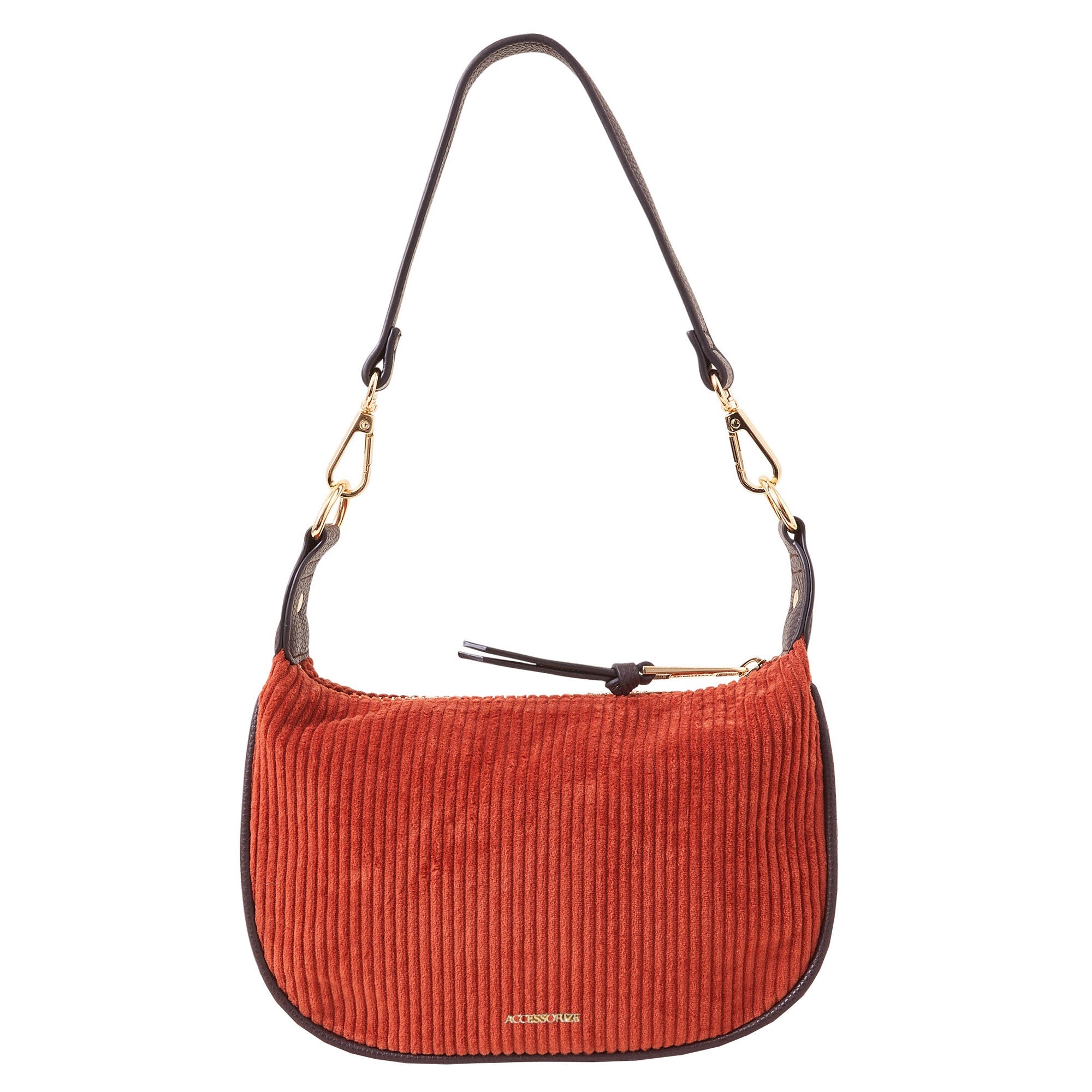 Rust Mini Cord Shoulder Bag Features