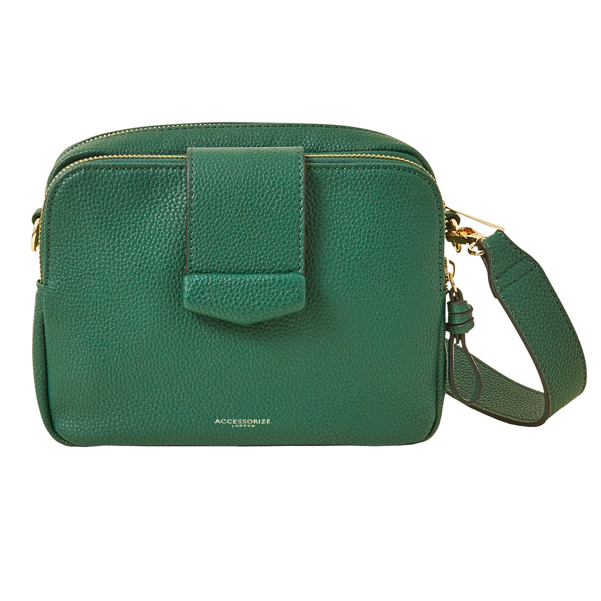 Cross-Body Green Bag In Croco Textured Leather
