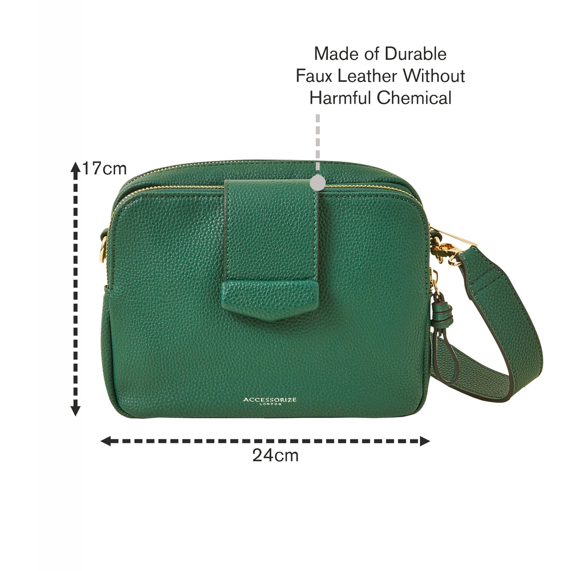 Accessorize London Women's Green Functional Cross-Body Bag Black