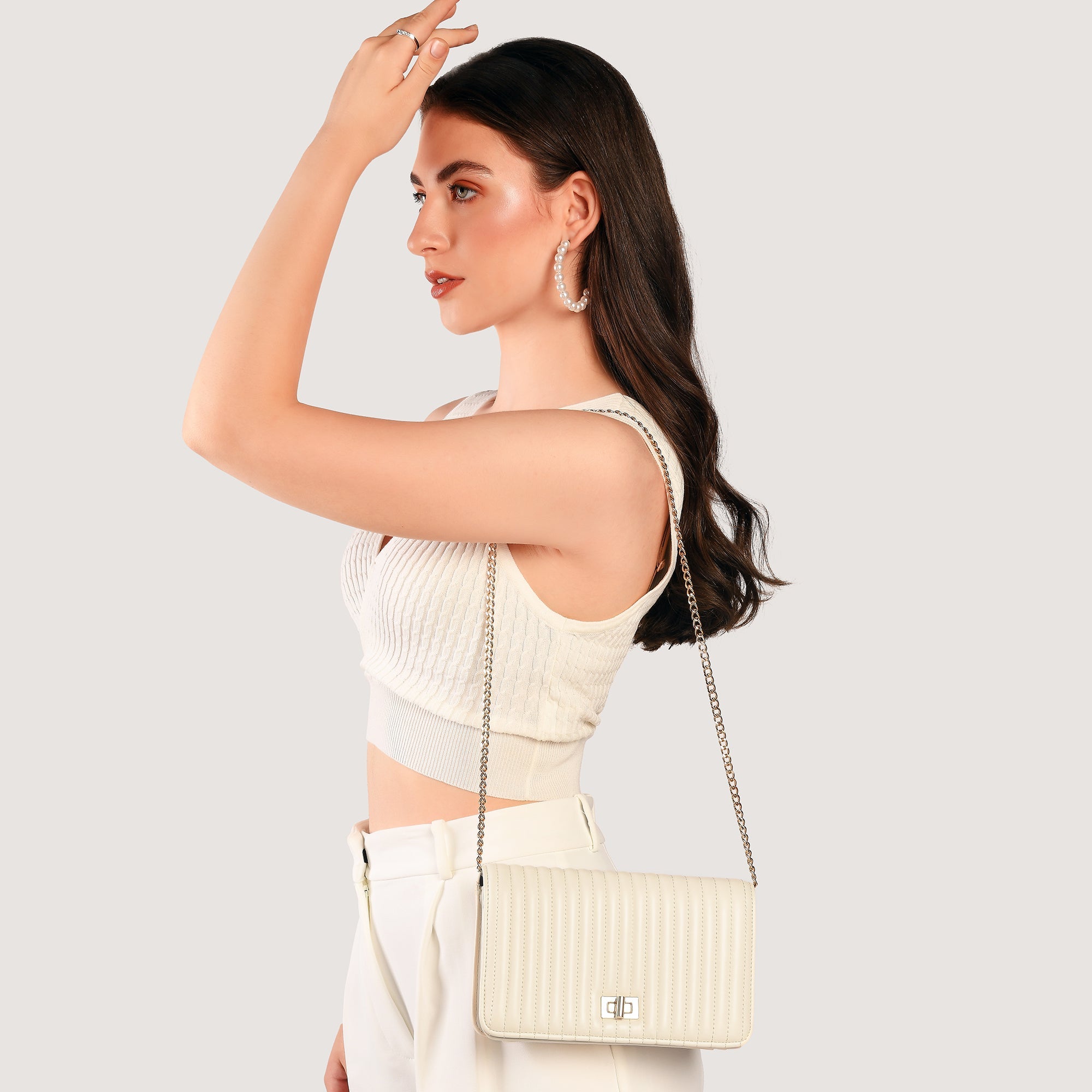 ☆ Fallett☆ Quilted shoulder bag cream FA2501BG15CM