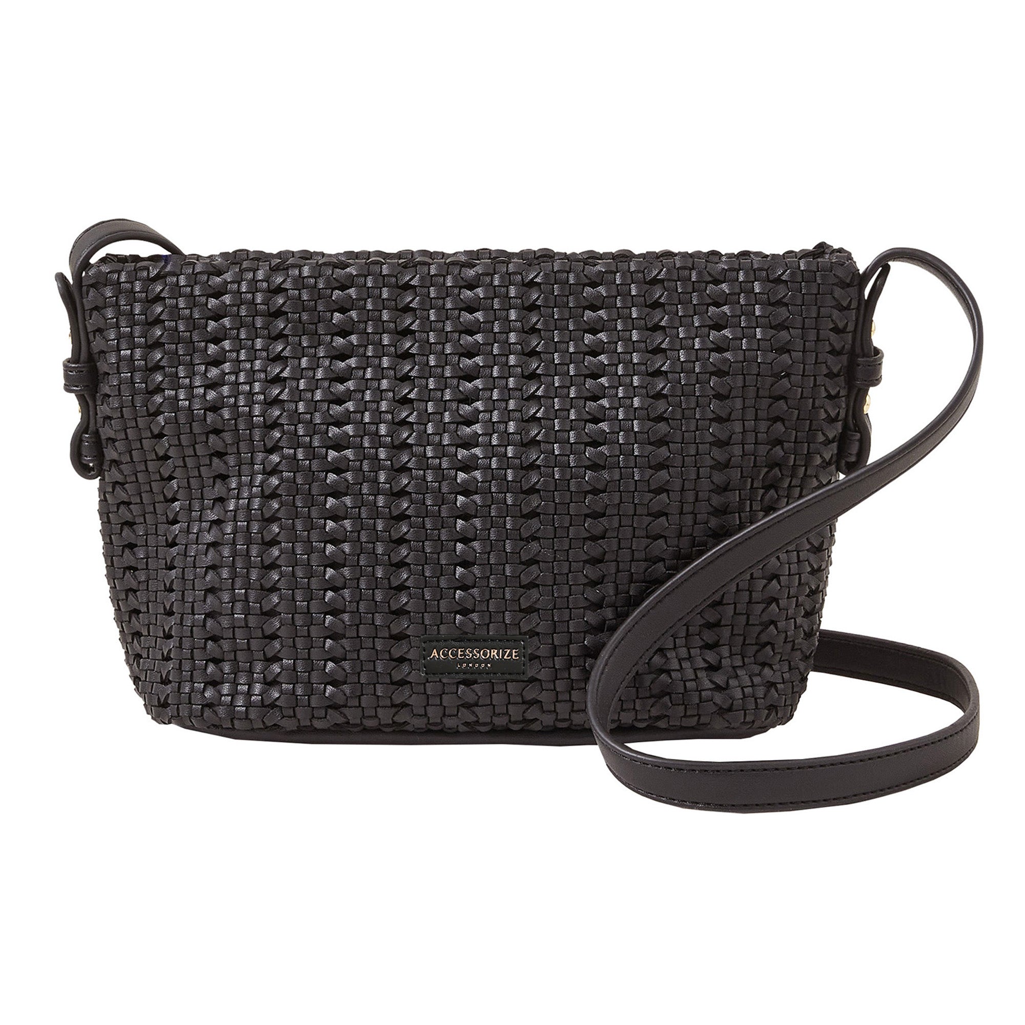 Black woven shop crossbody bag