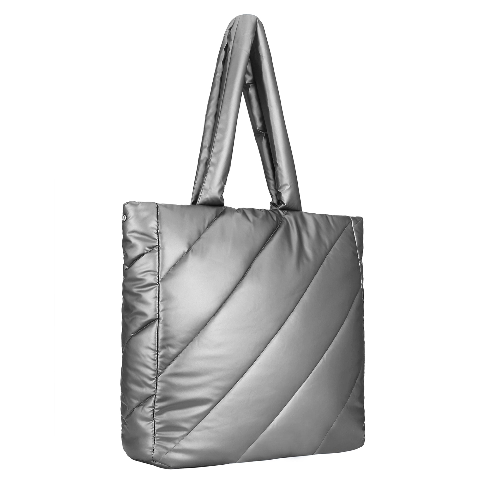 Accessorize London Women's Silver Metallic Tote Bag