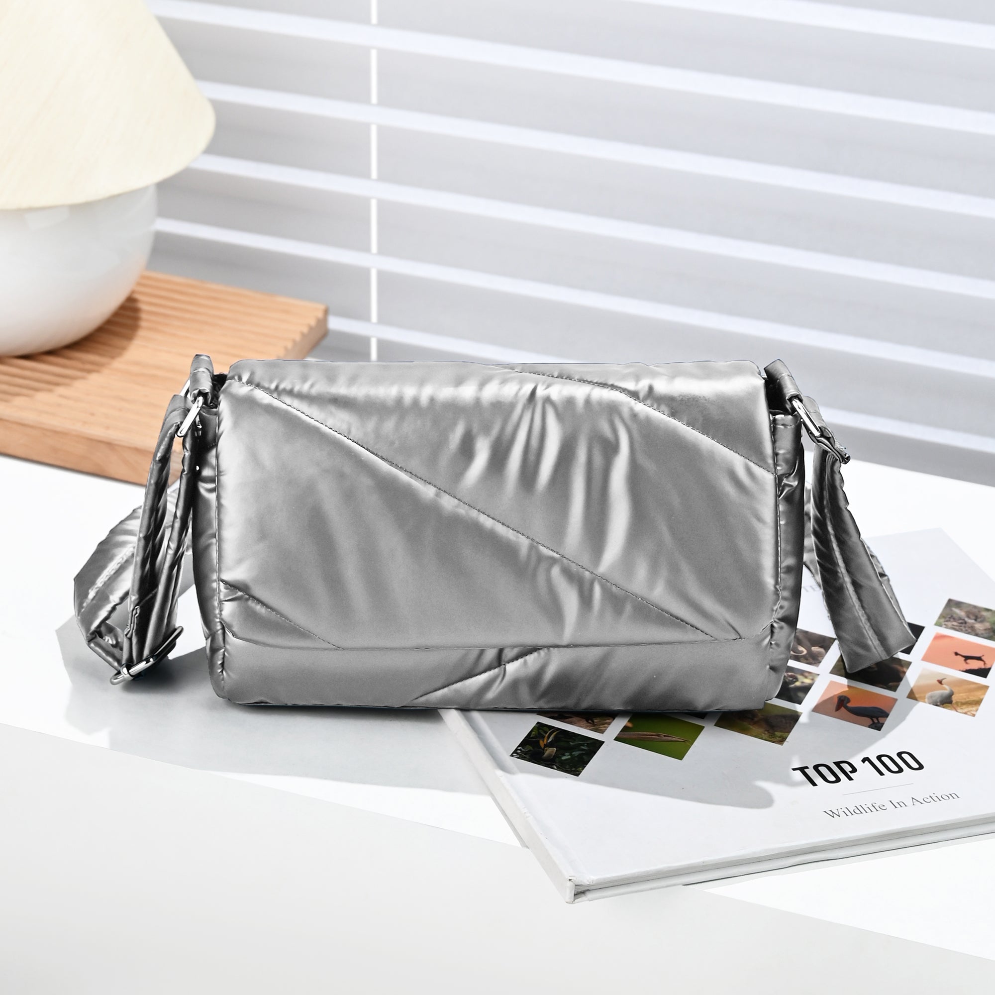 Silver Metallic Crossbody Bag