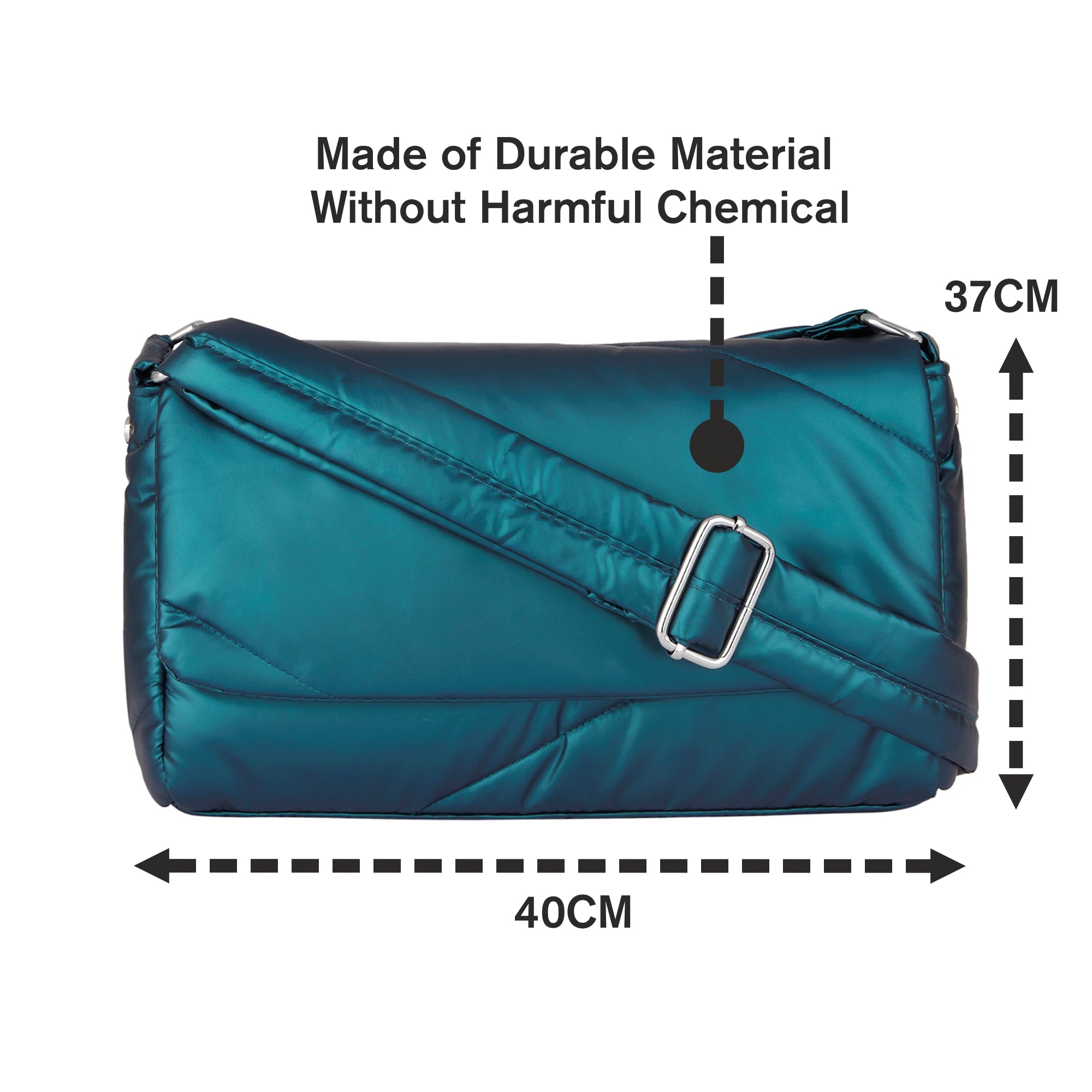 Teal Metallic Crossbody Bag Features