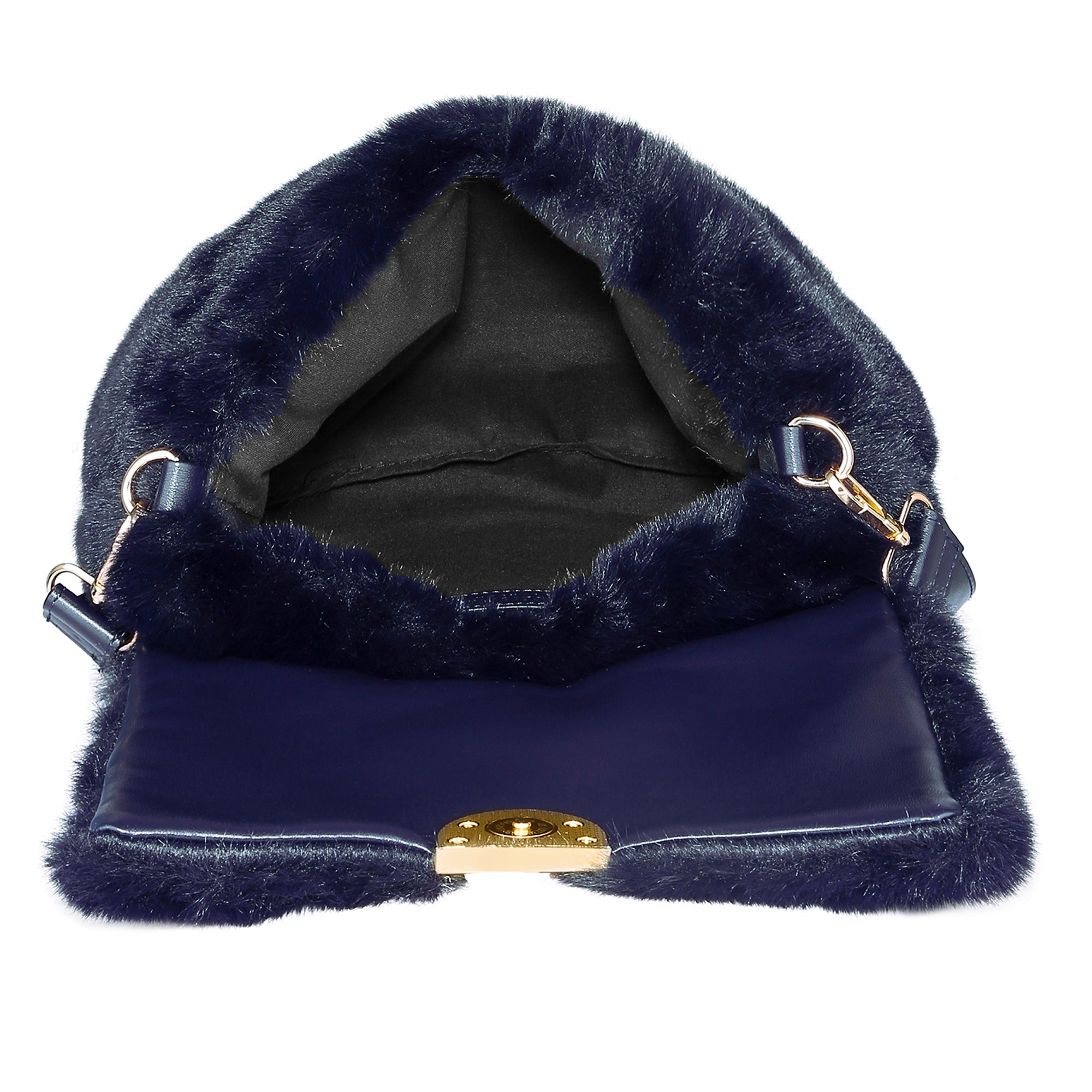Navy Faux Fur Shoulder Cross Body