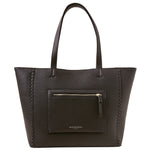 Tan Front Pocket Tote Bag