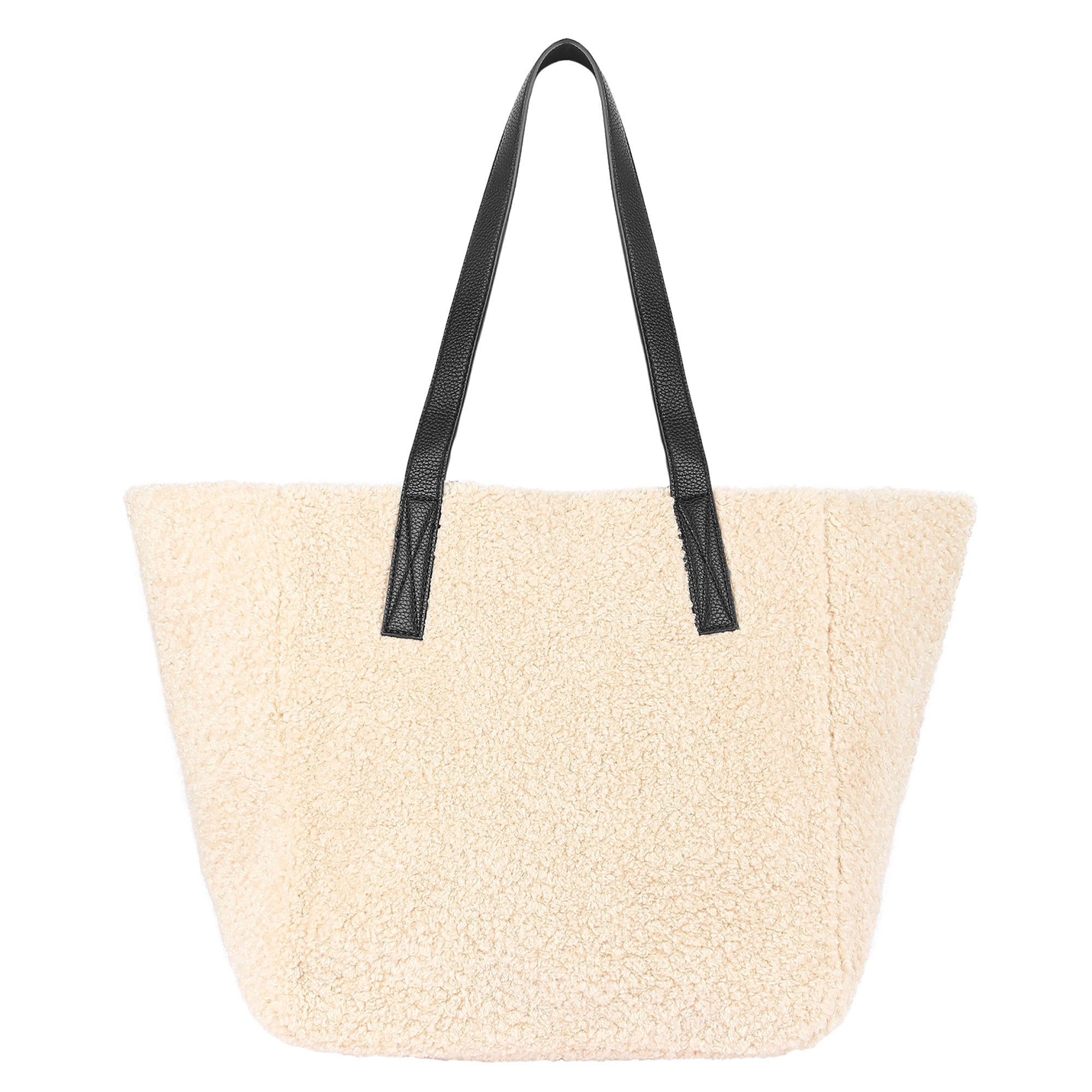Cream Faux Shearling Tote Bag