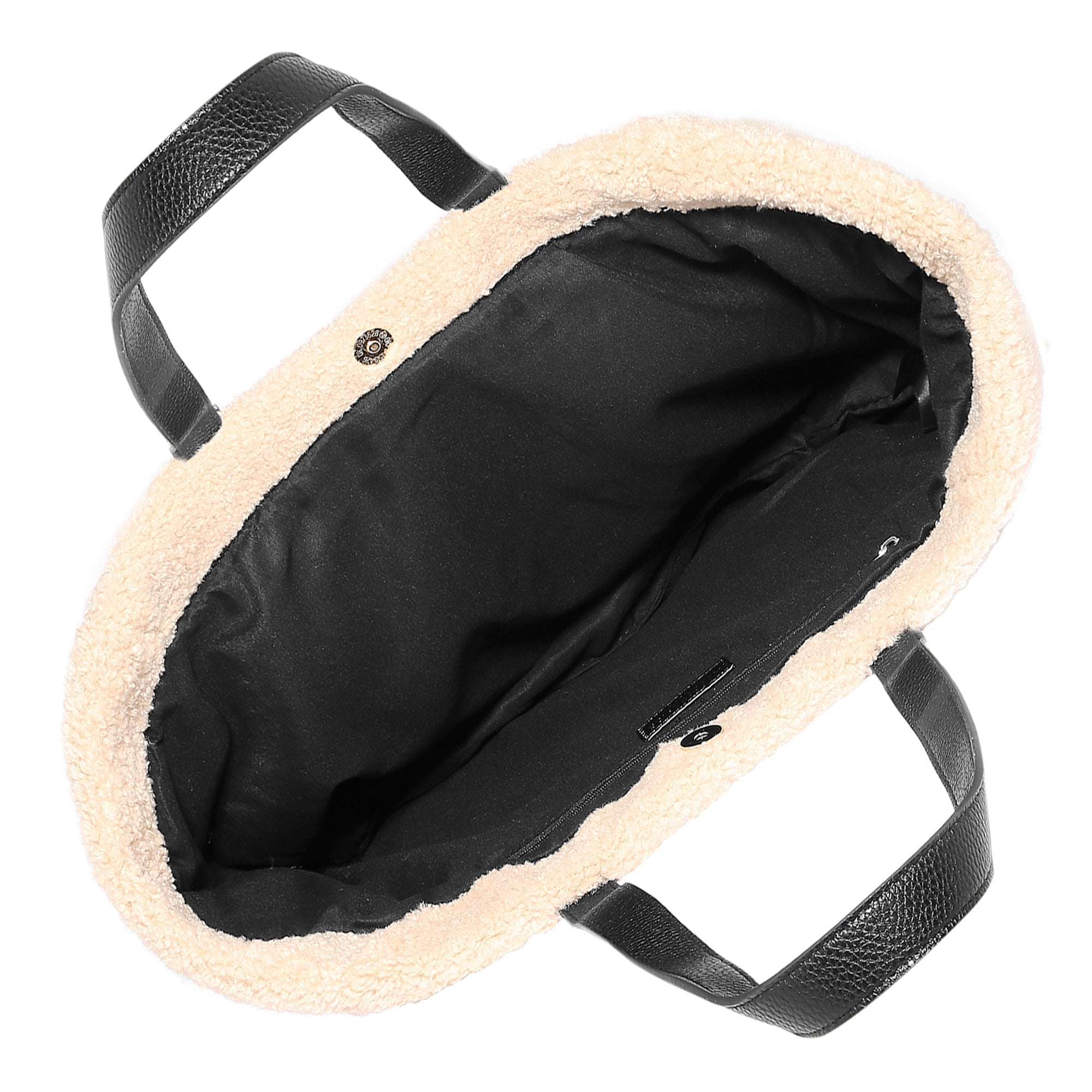 Cream Faux Shearling Tote Bag