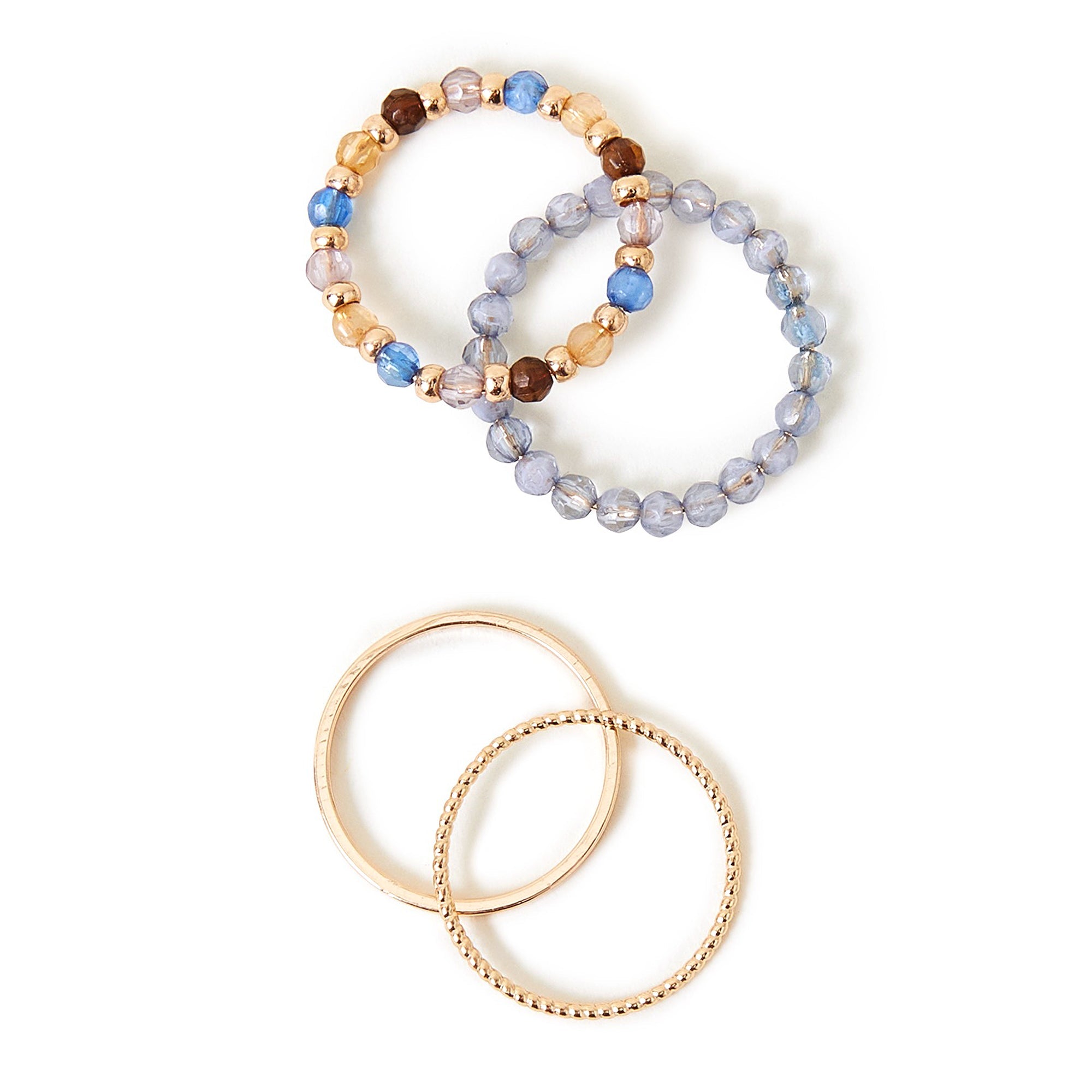 Accessorize London Women'S Gold 4 X Bead Ring Set-Medium