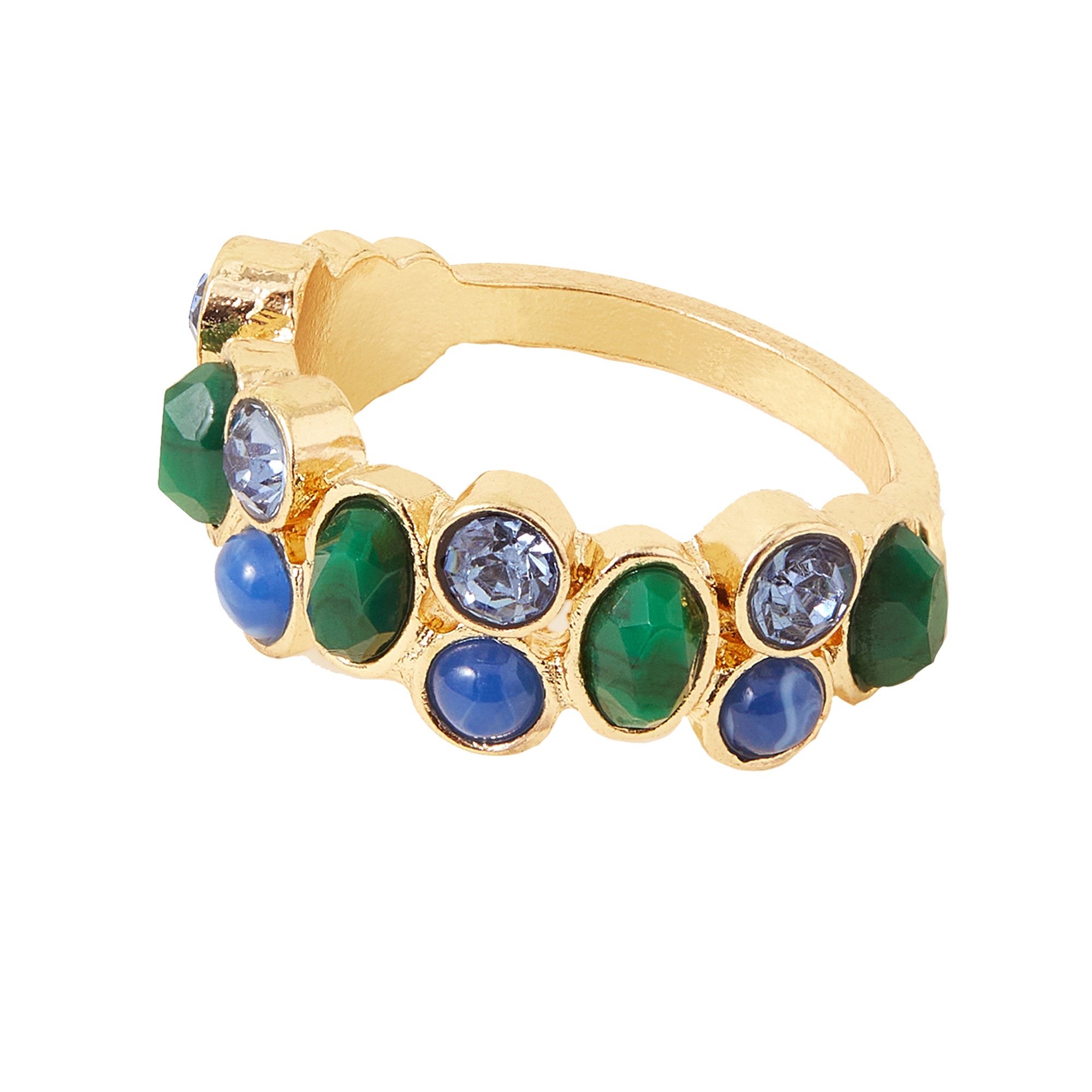 Eclectic Gem And Stone Ring Green-Small