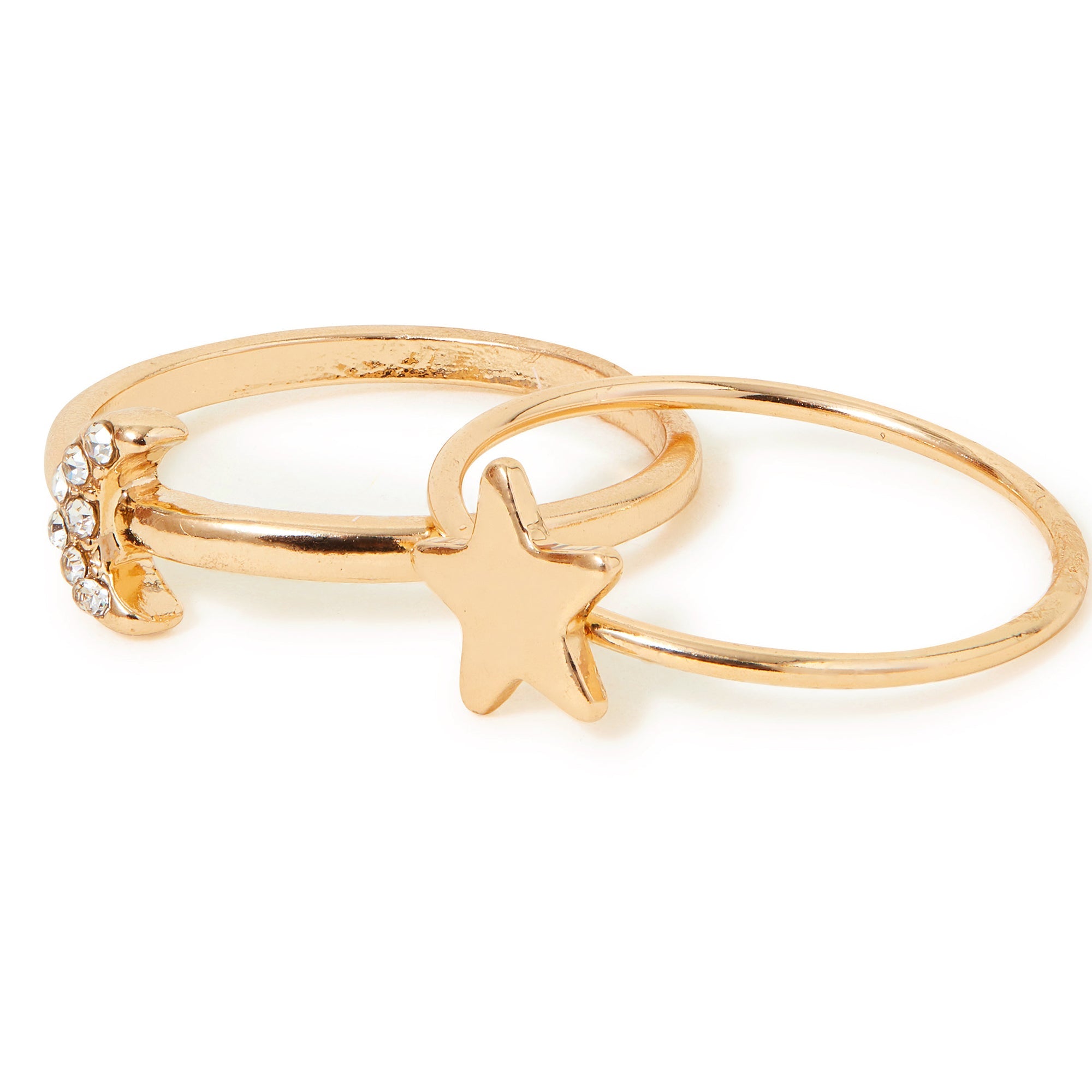 Accessorize London Women's Gold Star And Moon Rings Set Of Two-Small