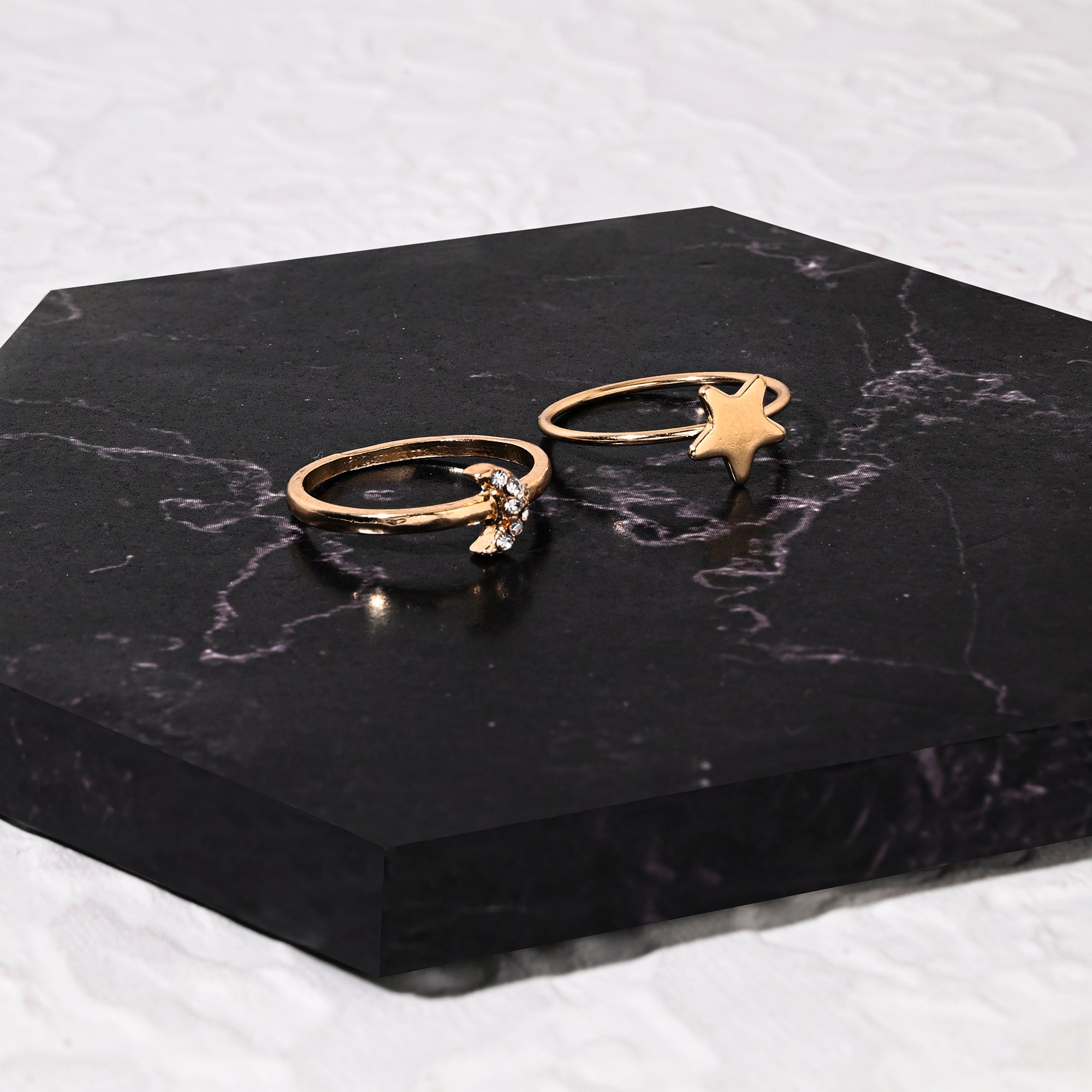 Accessorize London Women's Gold Star And Moon Rings Set Of Two-Medium