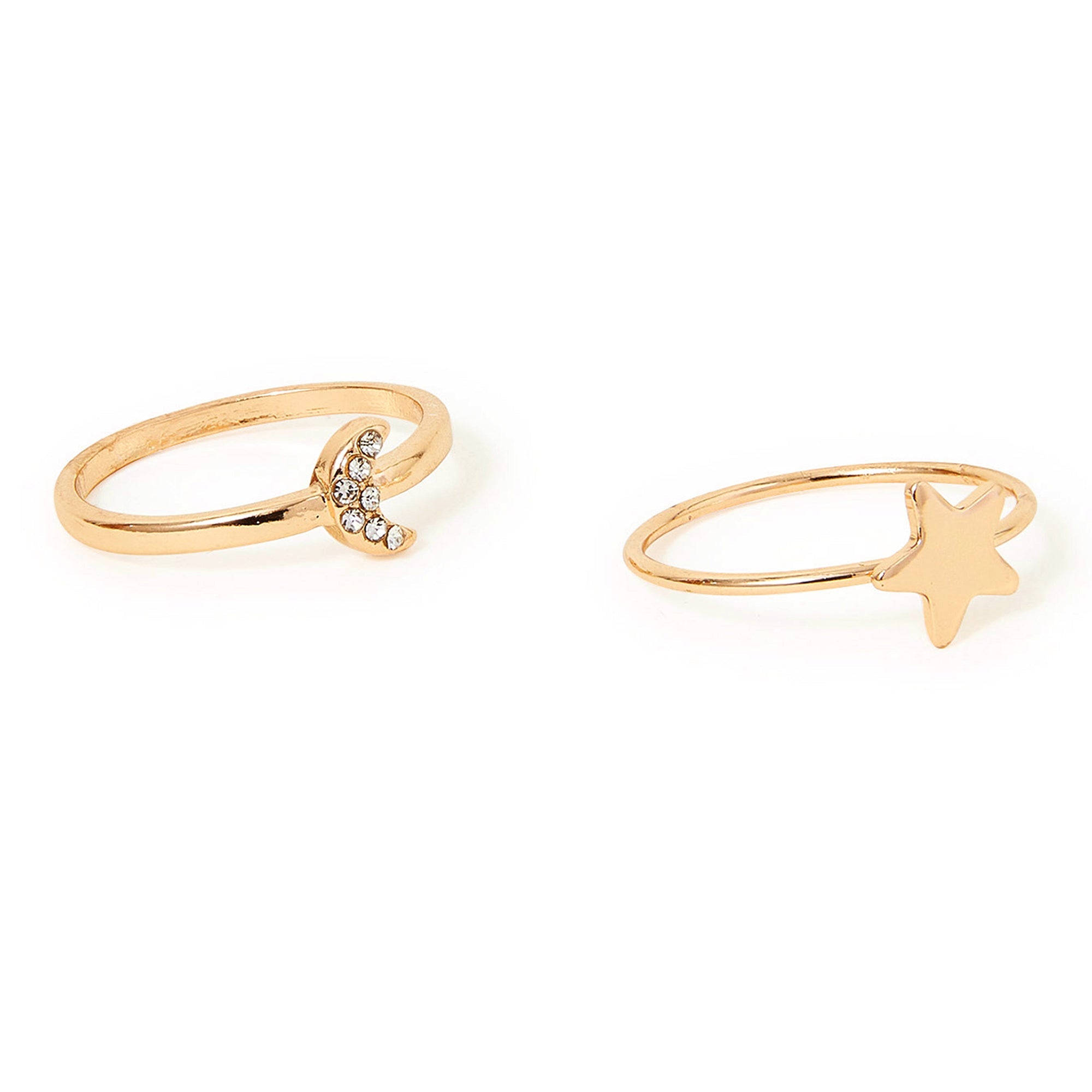 Accessorize London Women's Gold Star And Moon Rings Set Of Two-Medium