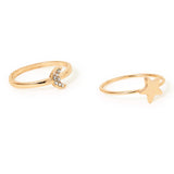 Accessorize London Women's Gold Star And Moon Rings Set Of Two-Large