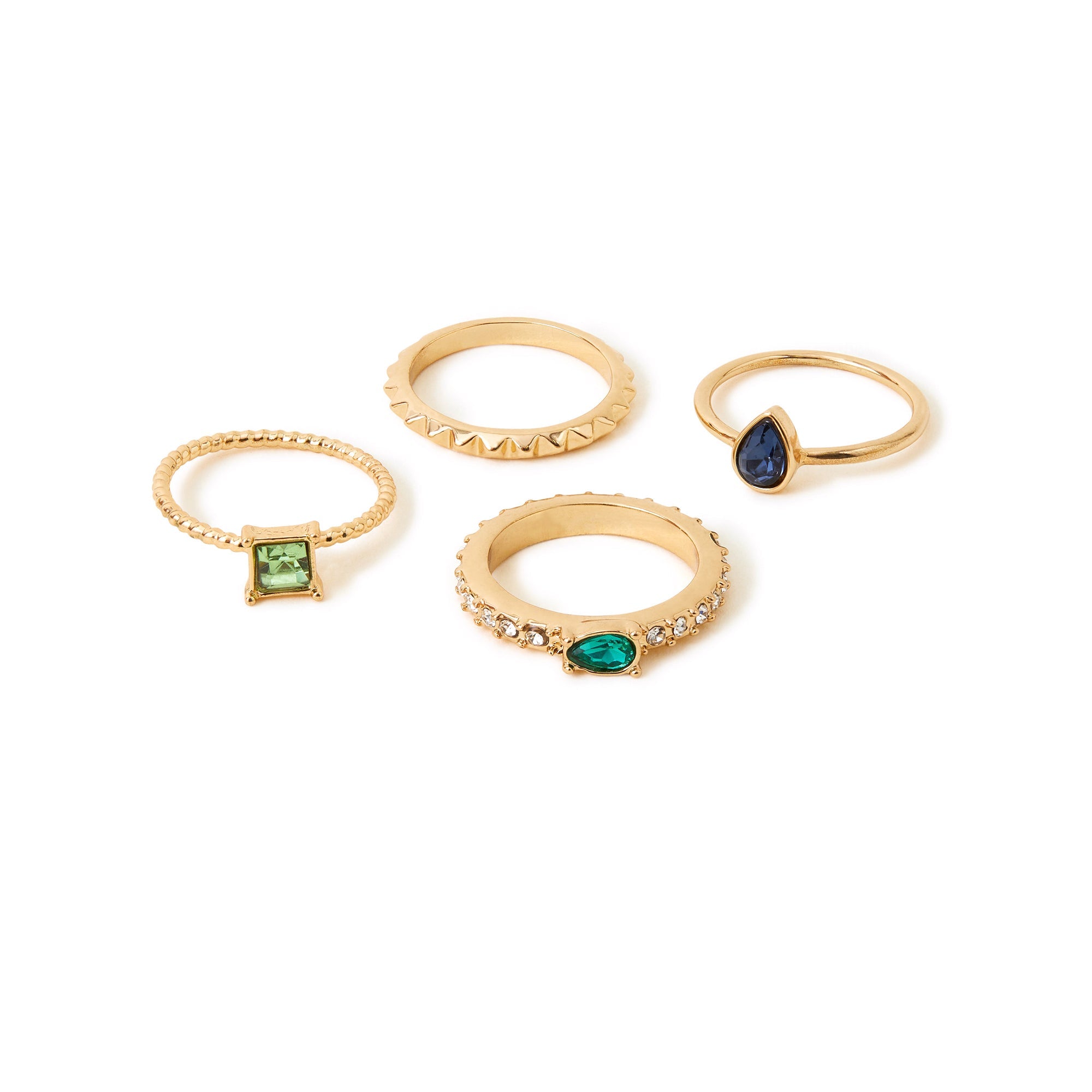 Pack of 4 Small Gem Stacking Rings