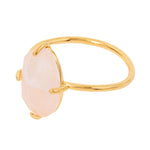 Real Gold-Plated Z Rose Quartz Nugget Ring Pink-Small