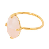Real Gold-Plated Z Rose Quartz Nugget Ring Pink-Small