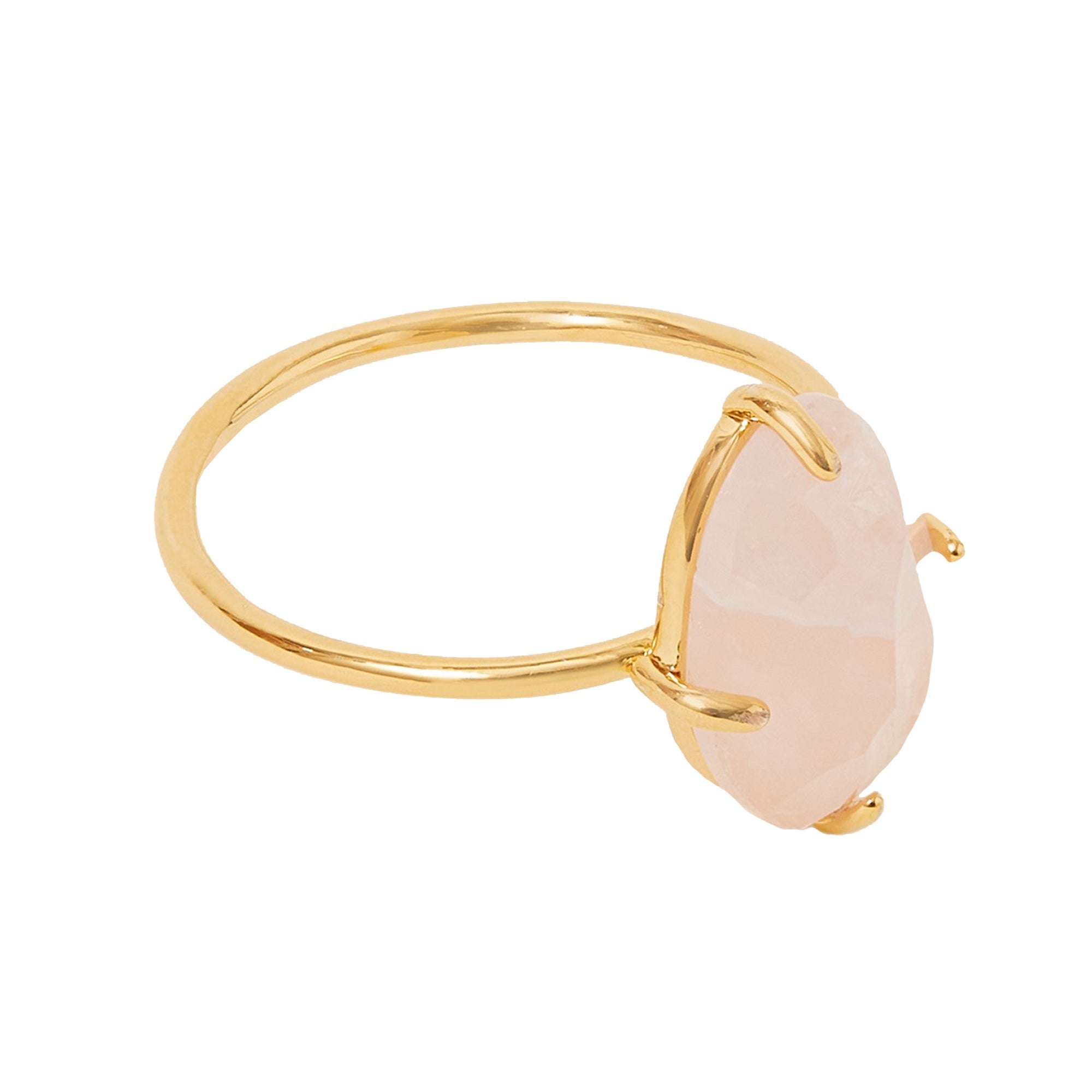Real Gold-Plated Z Rose Quartz Nugget Ring Pink-Small